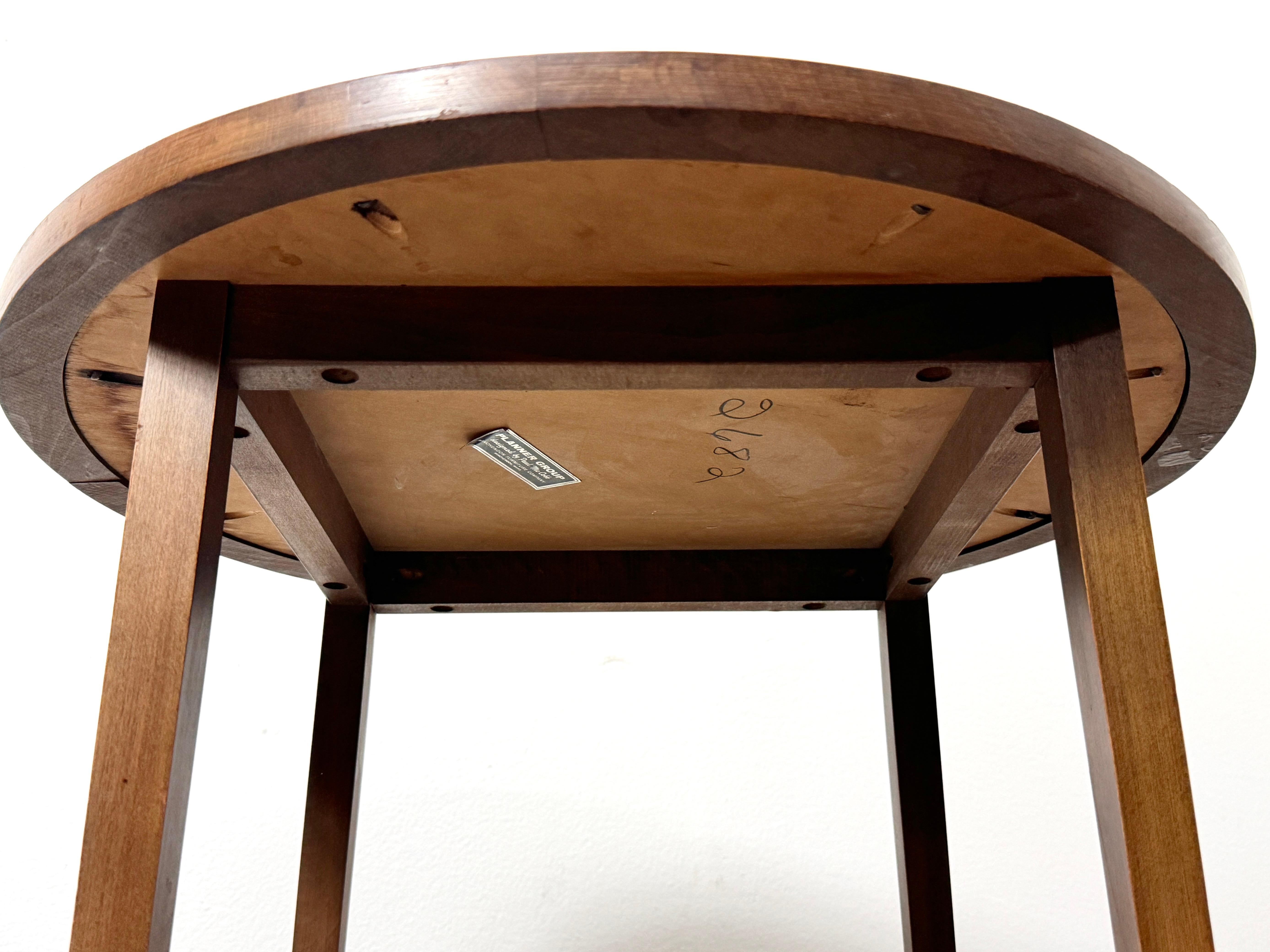 Paul McCobb Perimeter Group Round Side Table in Walnut and Black Leather 1950s 3