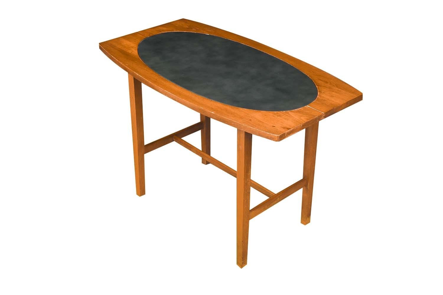 Mid-Century Modern Paul McCobb Perimeter Group Walnut Leather Side Table For Sale