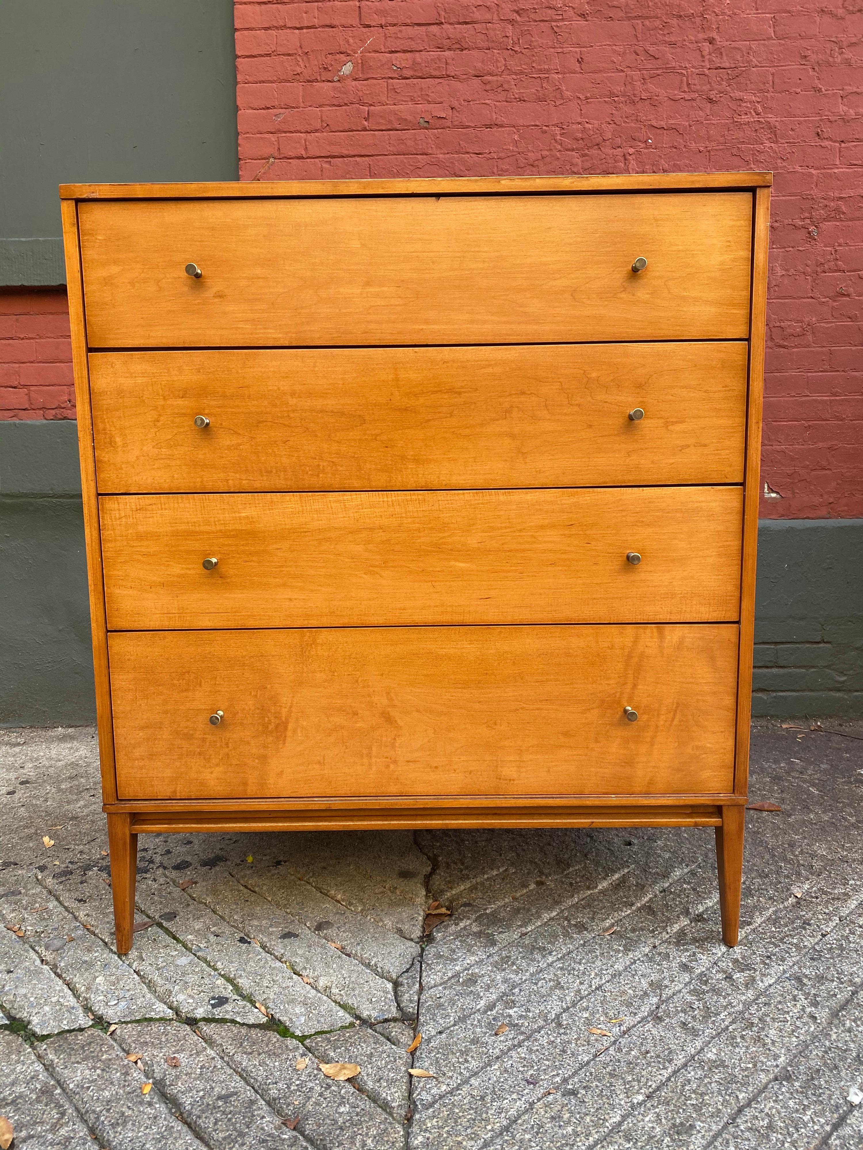 Paul McCobb for Winchendon Furniture Planner Group 4 Drawer Dresser. Looks like it has been refinished sometime in it's life. Presents well with minor blemishes. Color is Honey.