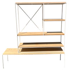 Planner Group Attributed Etagere en fer blanc et érable clair