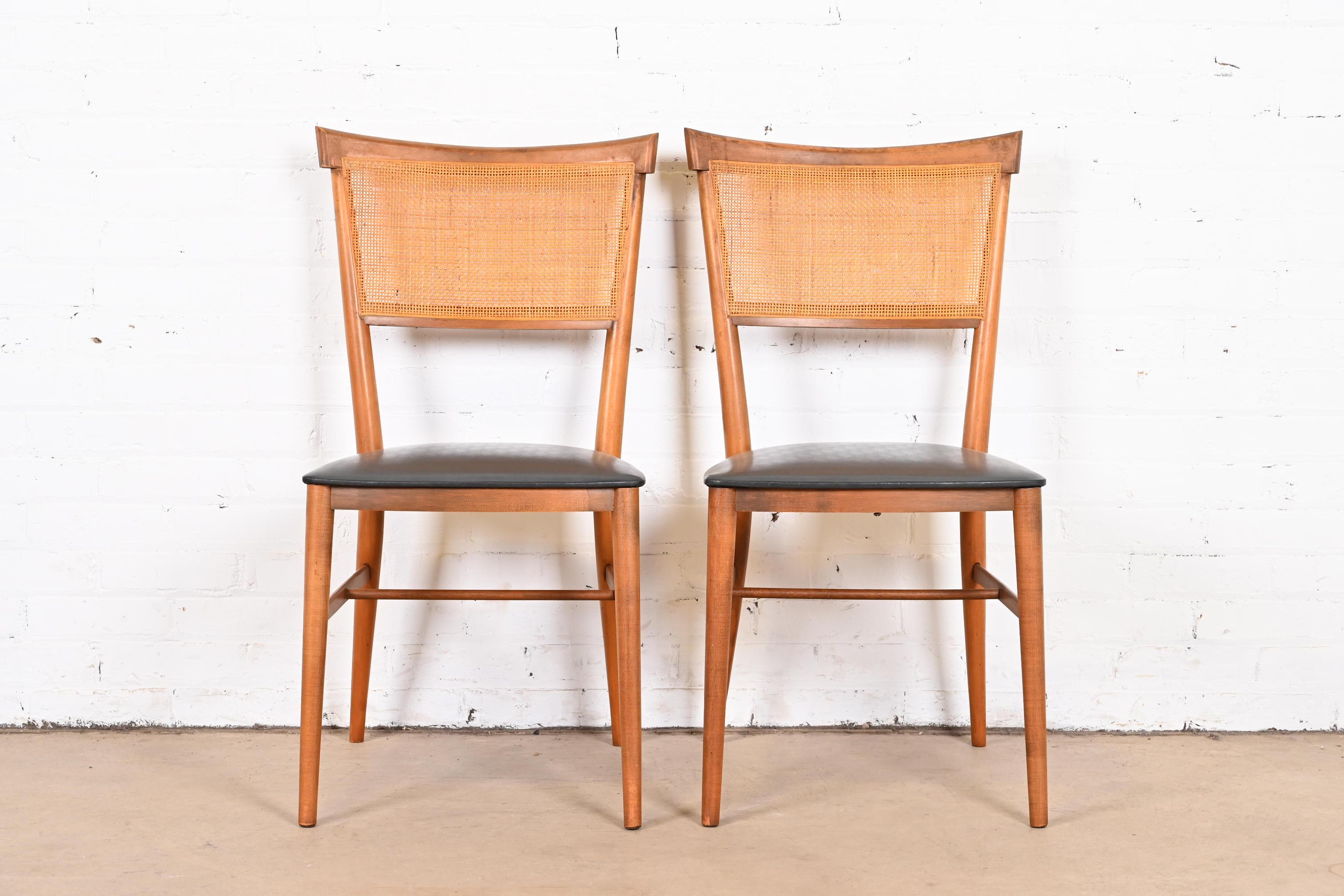 Mid-Century Modern Paul McCobb Planner Group Birch and Cane Dining Chairs or Side Chairs, Pair
