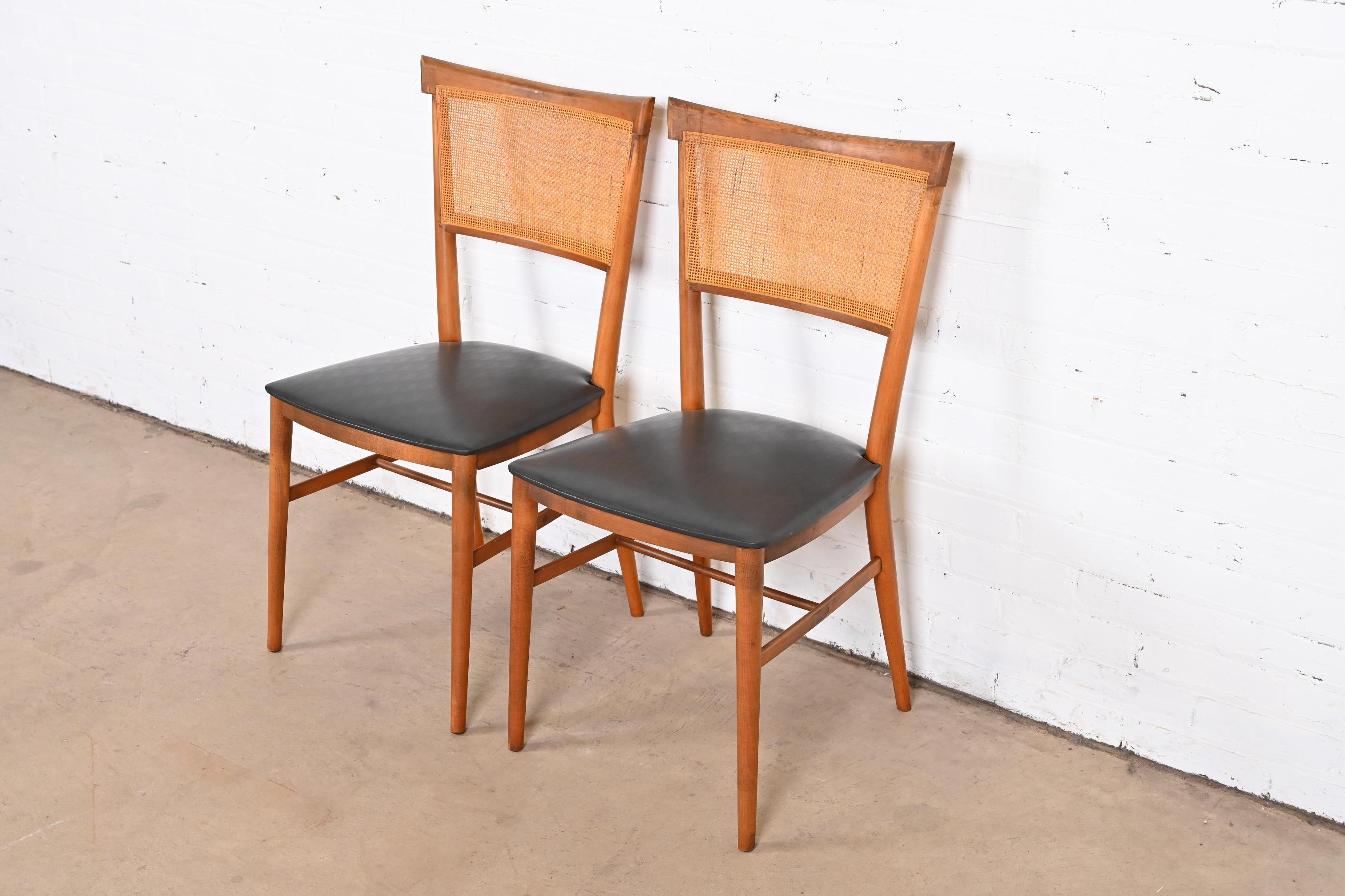 Paul McCobb Planner Group Birch and Cane Dining Chairs or Side Chairs, Pair In Good Condition In South Bend, IN