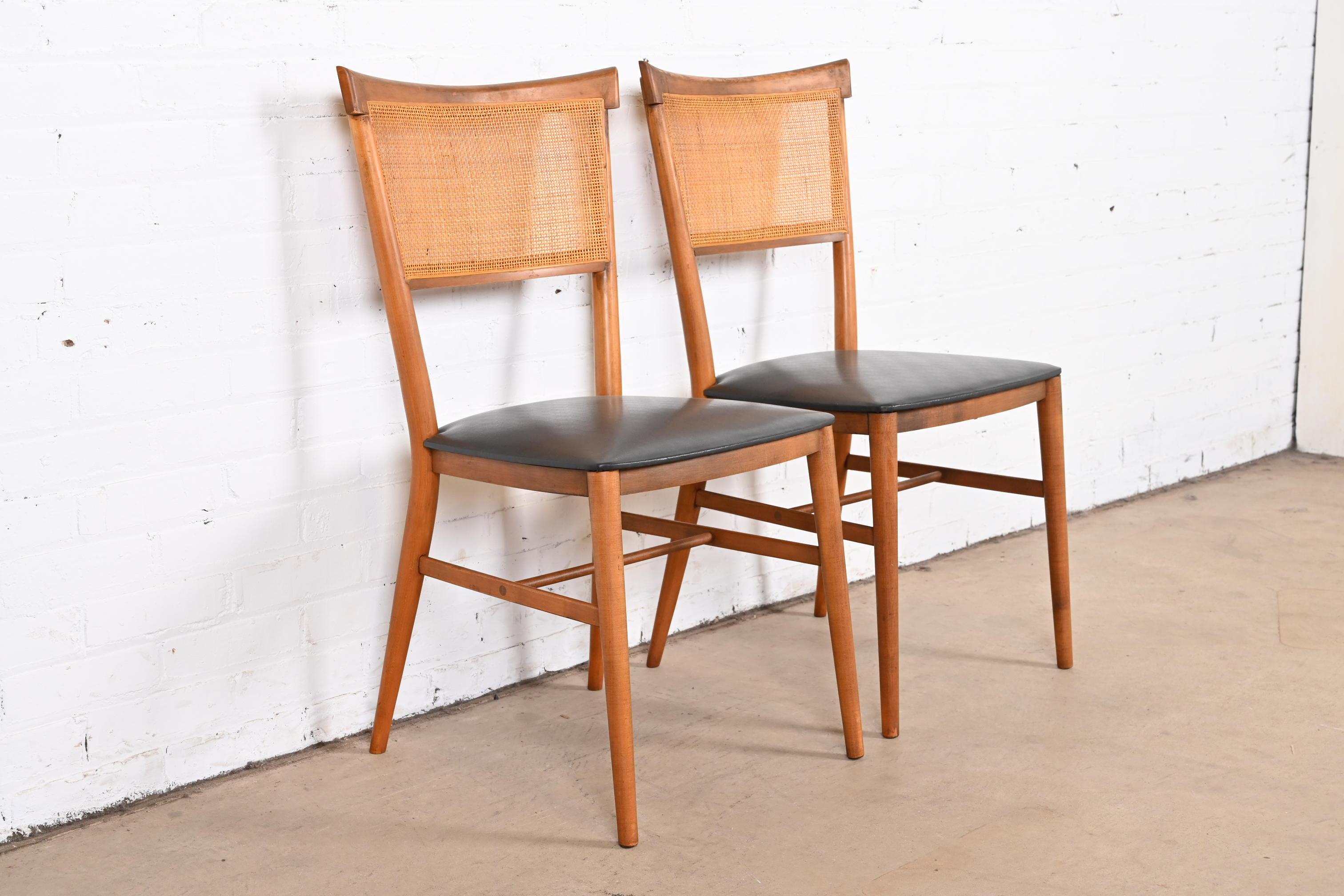 Mid-20th Century Paul McCobb Planner Group Birch and Cane Dining Chairs or Side Chairs, Pair