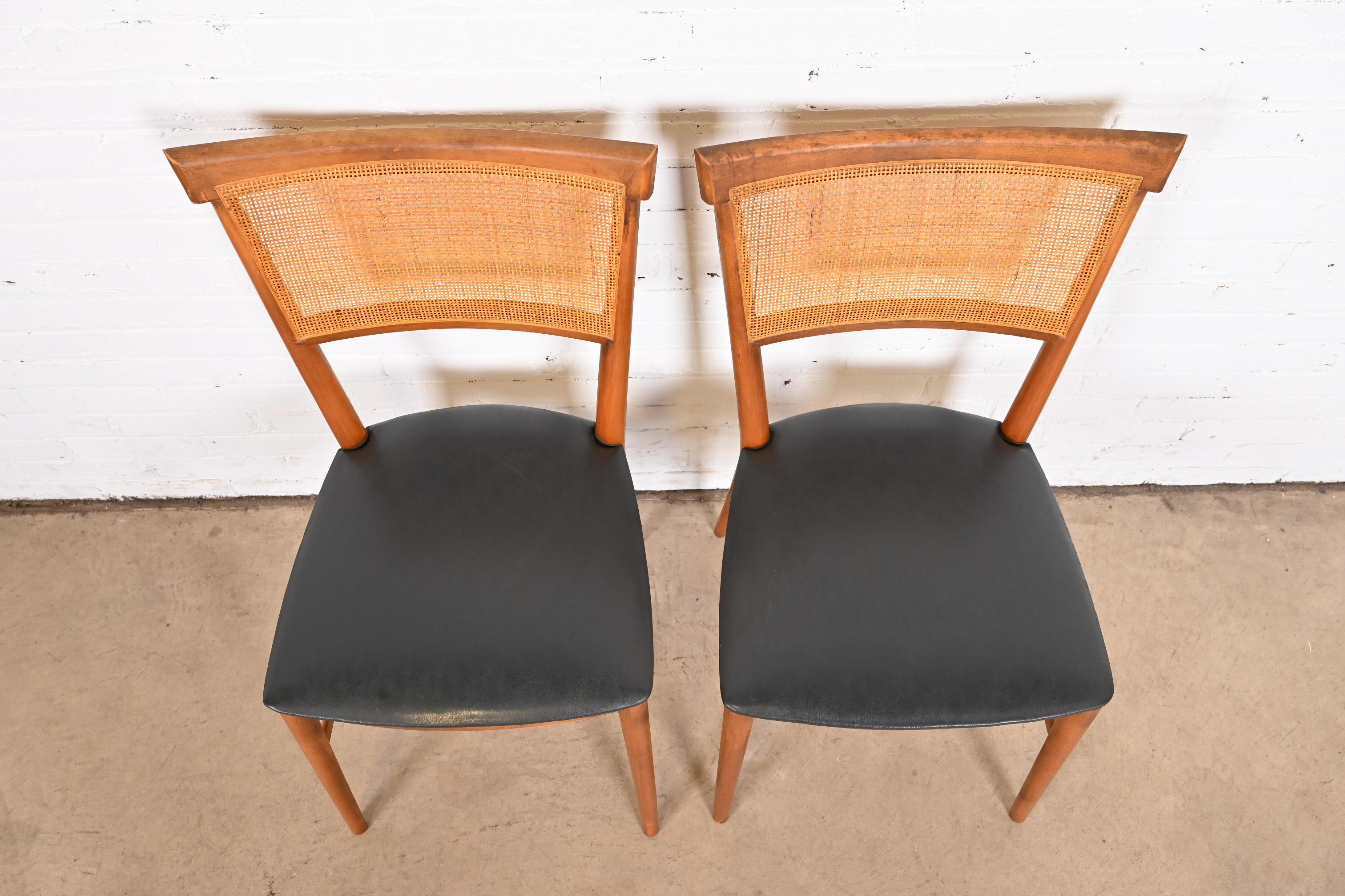 Upholstery Paul McCobb Planner Group Birch and Cane Dining Chairs or Side Chairs, Pair