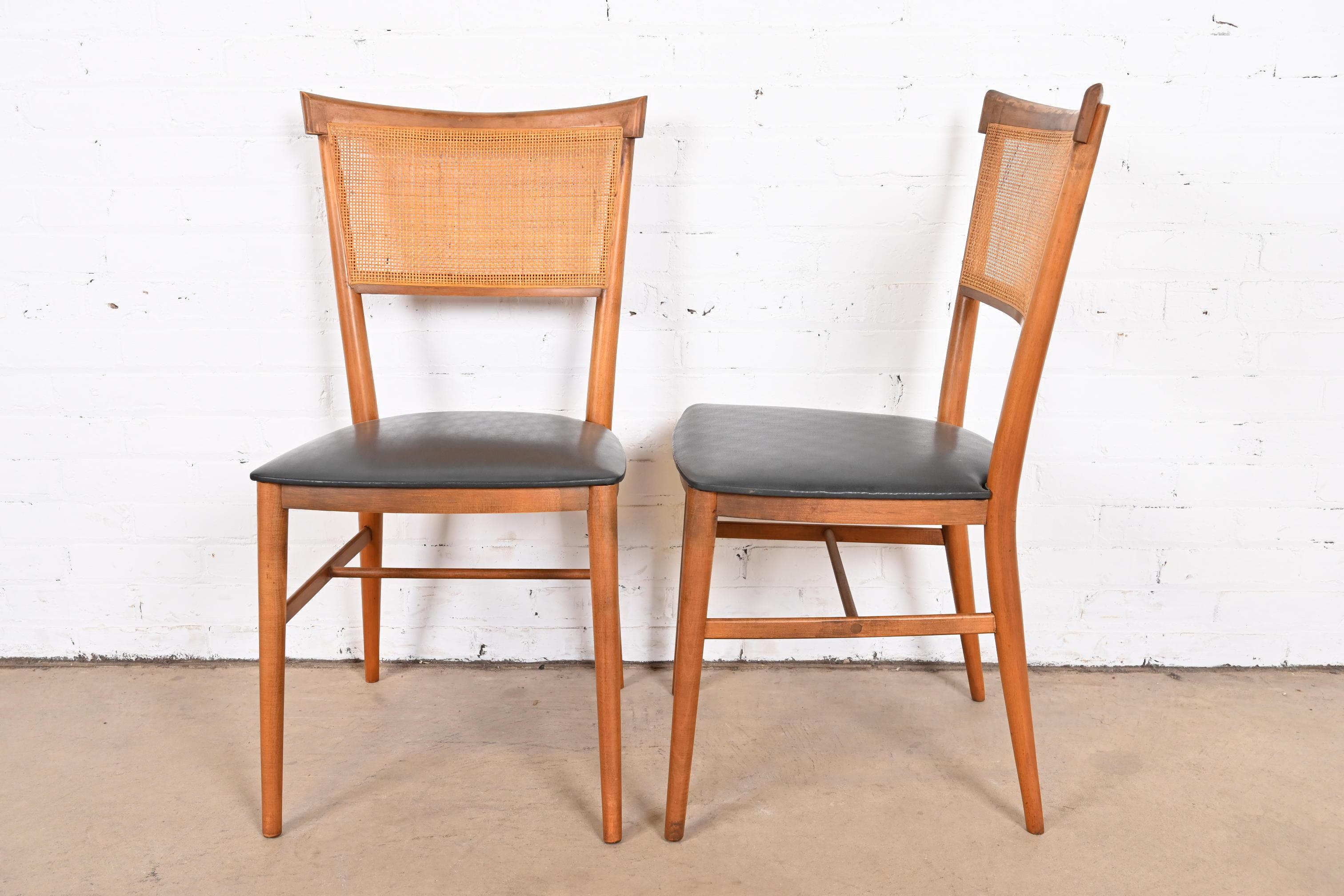 Paul McCobb Planner Group Birch and Cane Dining Chairs or Side Chairs, Pair 2