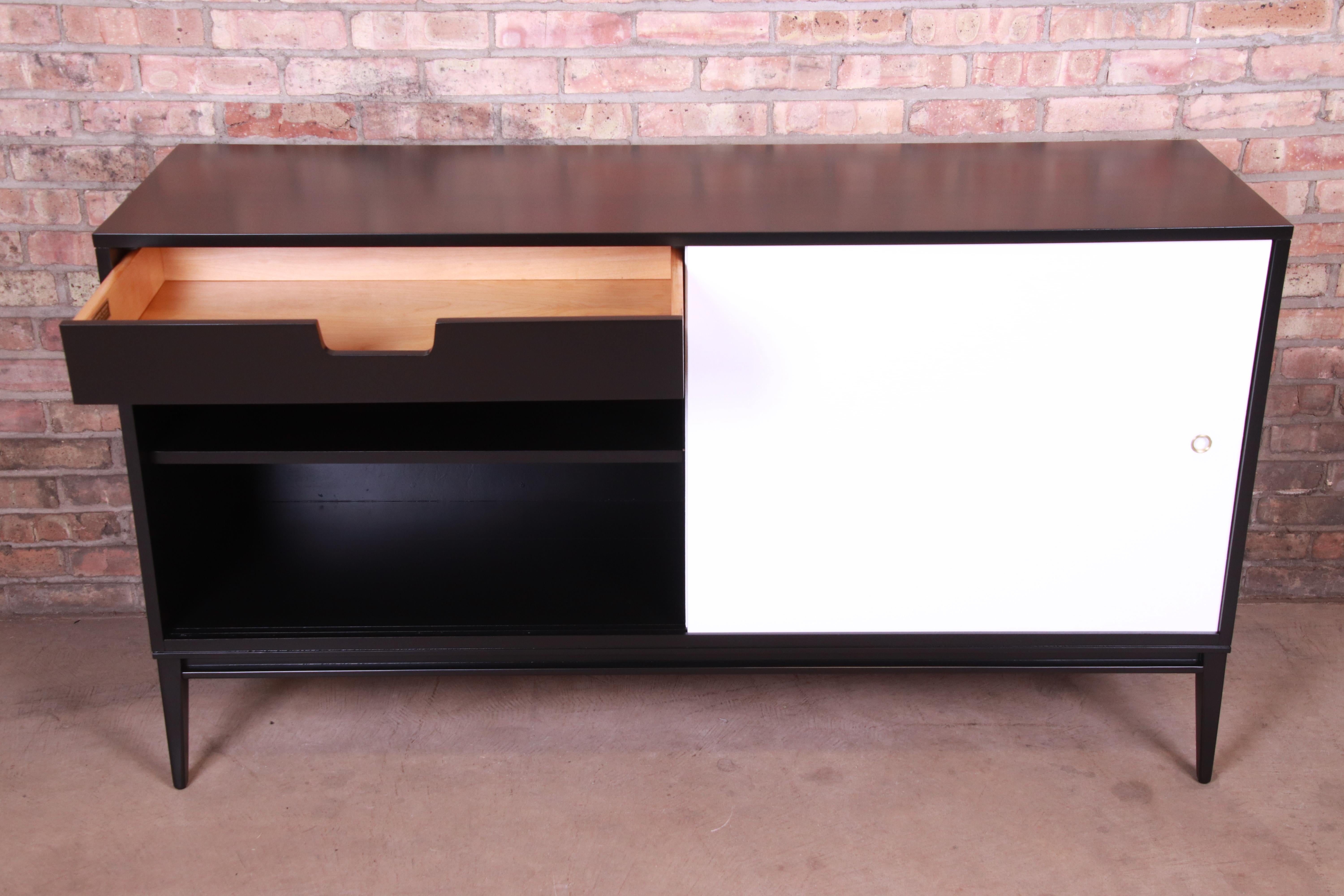 Paul McCobb Planner Group Black and White Lacquered Credenza, Newly Refinished 3