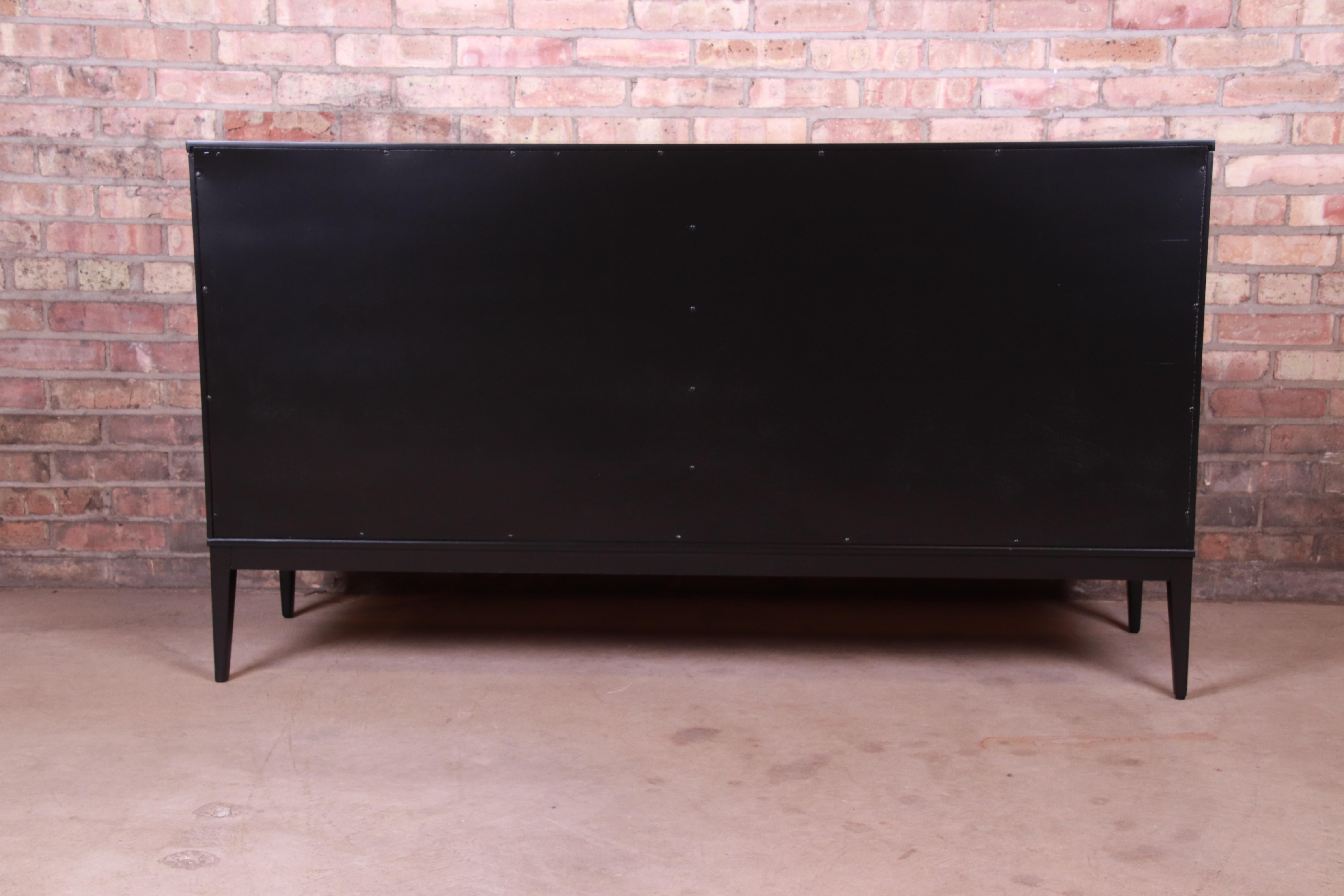 Paul McCobb Planner Group Black and White Lacquered Credenza, Newly Refinished 12
