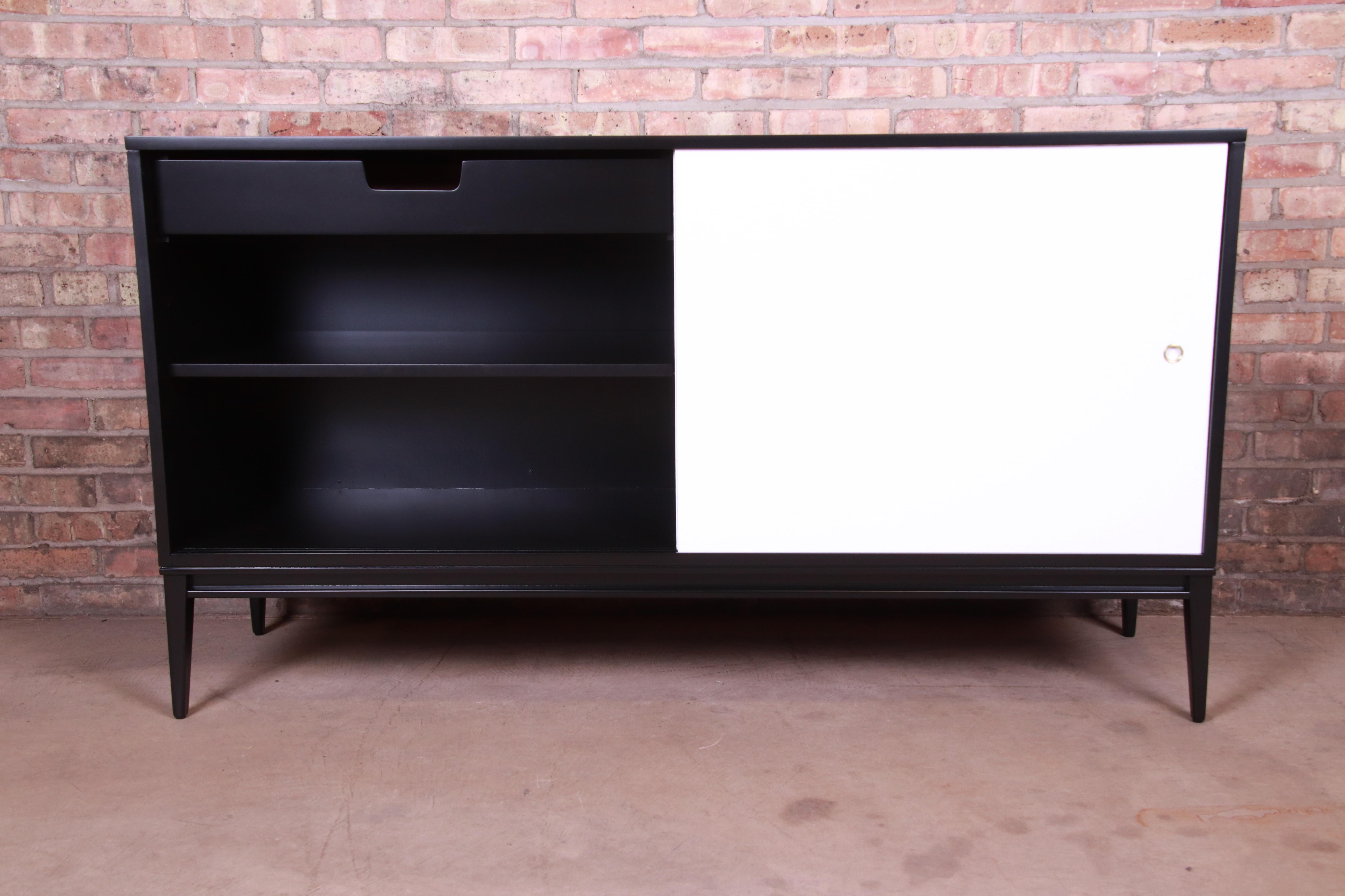 Paul McCobb Planner Group Black and White Lacquered Credenza, Newly Refinished 2