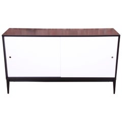 Paul McCobb Planner Group Black and White Lacquered Credenza, Newly Refinished