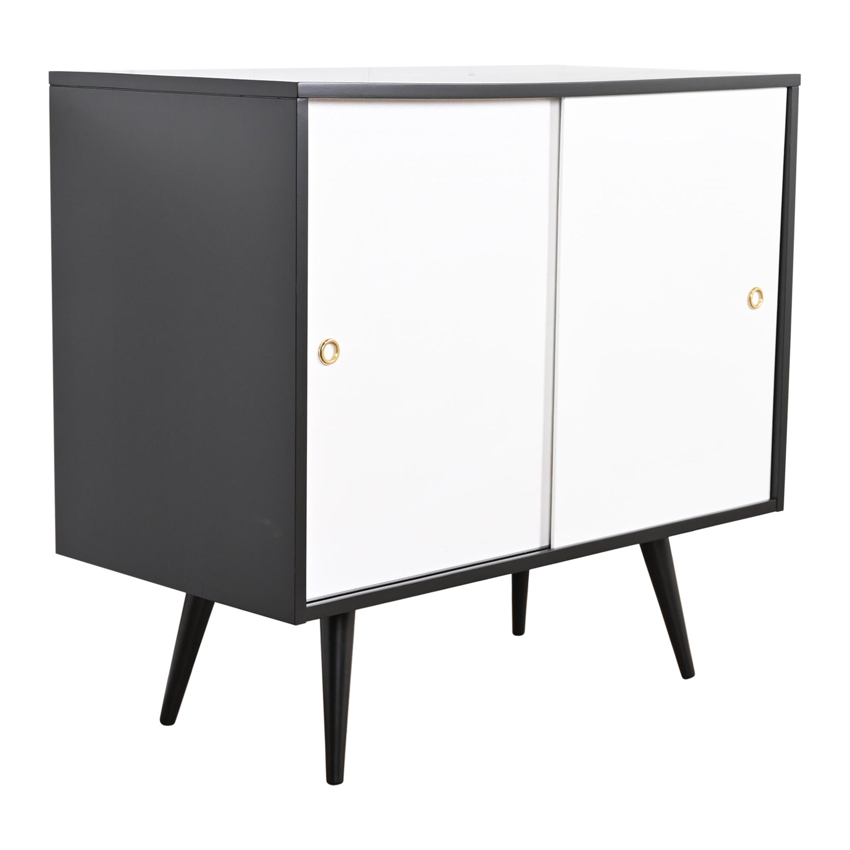 Paul McCobb Planner Group Black and White Lacquered Credenza or Record Cabinet