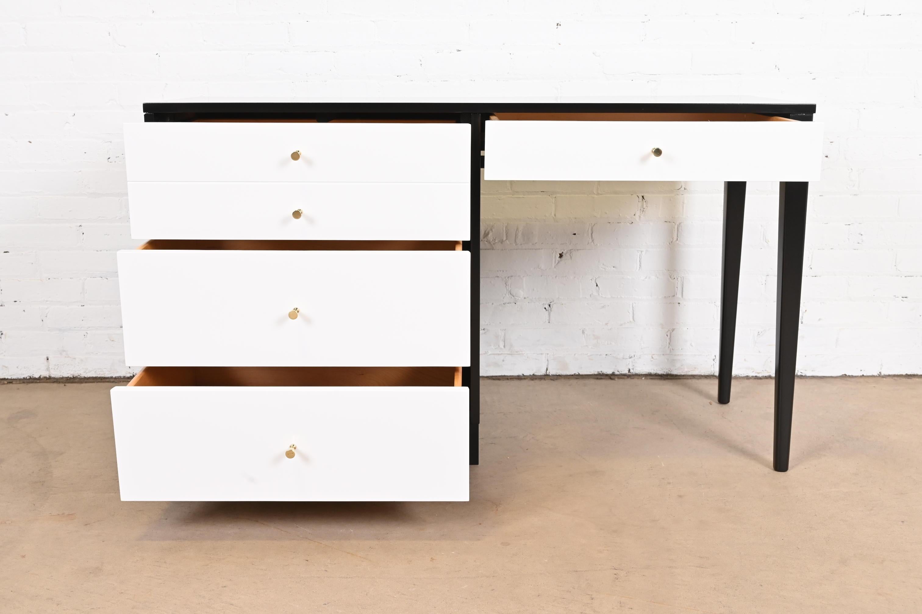 Paul McCobb Planner Group Black and White Lacquered Desk, Newly Refinished For Sale 1