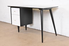 Paul McCobb Planner Group Black and White Lacquered Writing Desk, Refinished