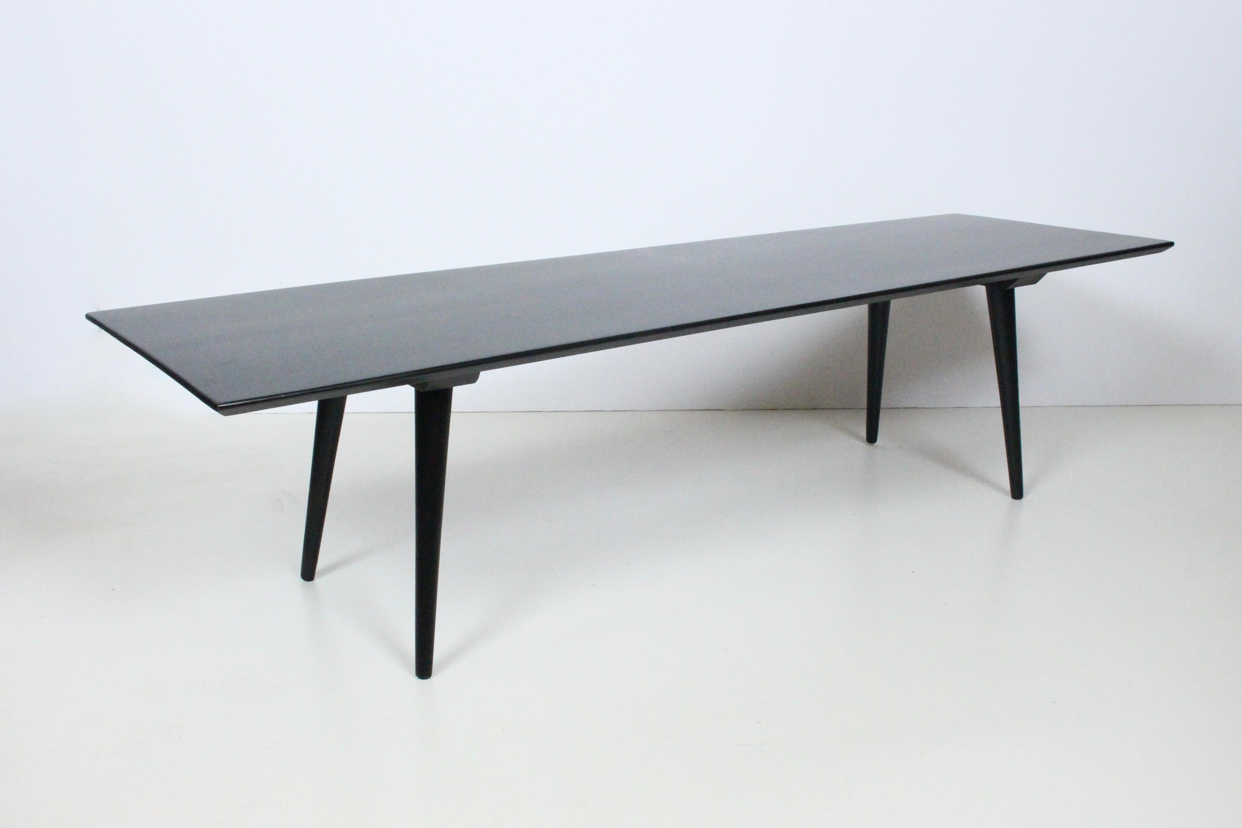 20th Century Paul McCobb Planner Group Five Foot Black Bench, Coffee Table