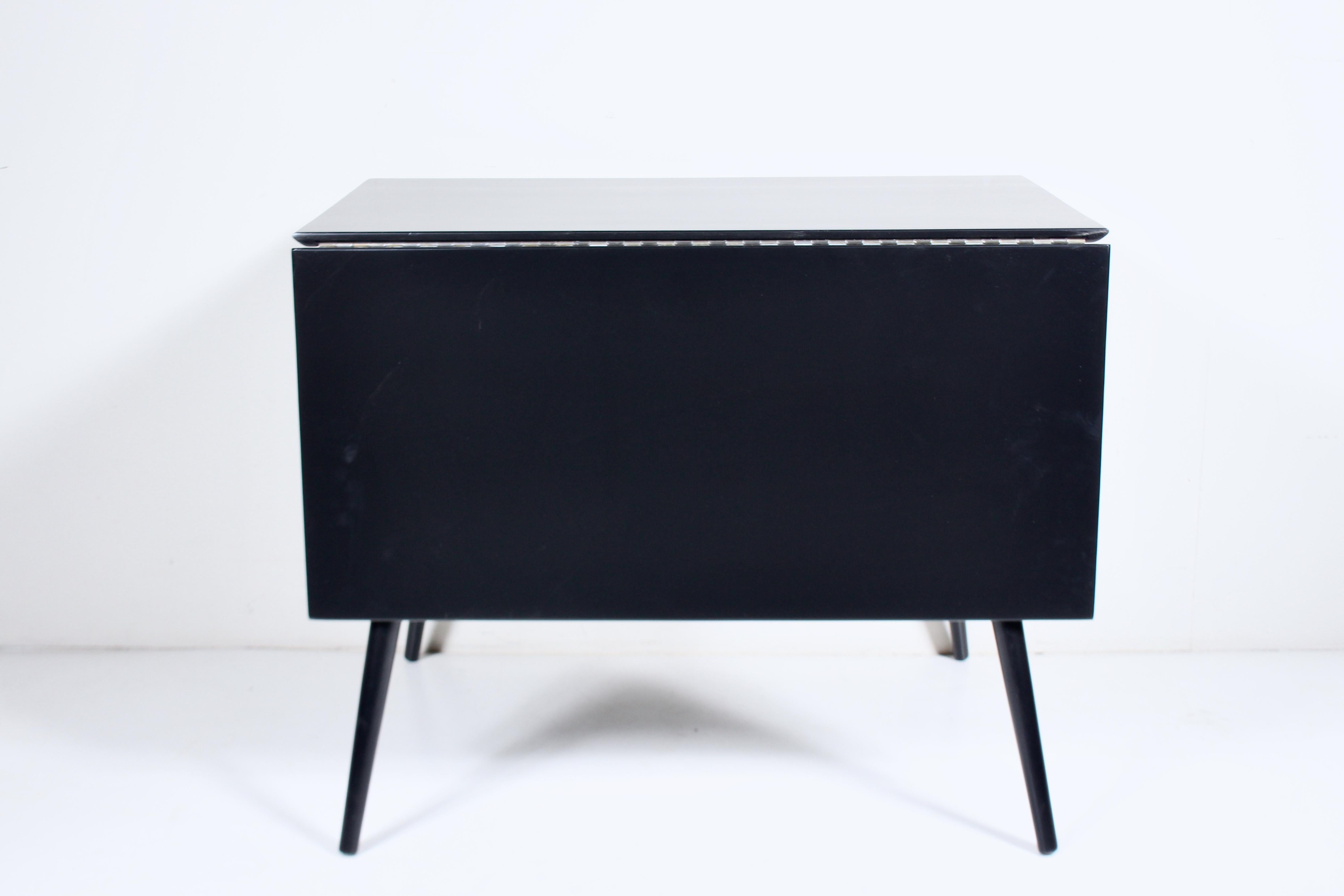 Mid-Century Modern Paul McCobb Planner Group table de salle à manger noire à feuilles tombantes en vente