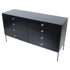 Paul McCobb Planner Group Black Eight Drawer Dresser on Wrought Iron Base