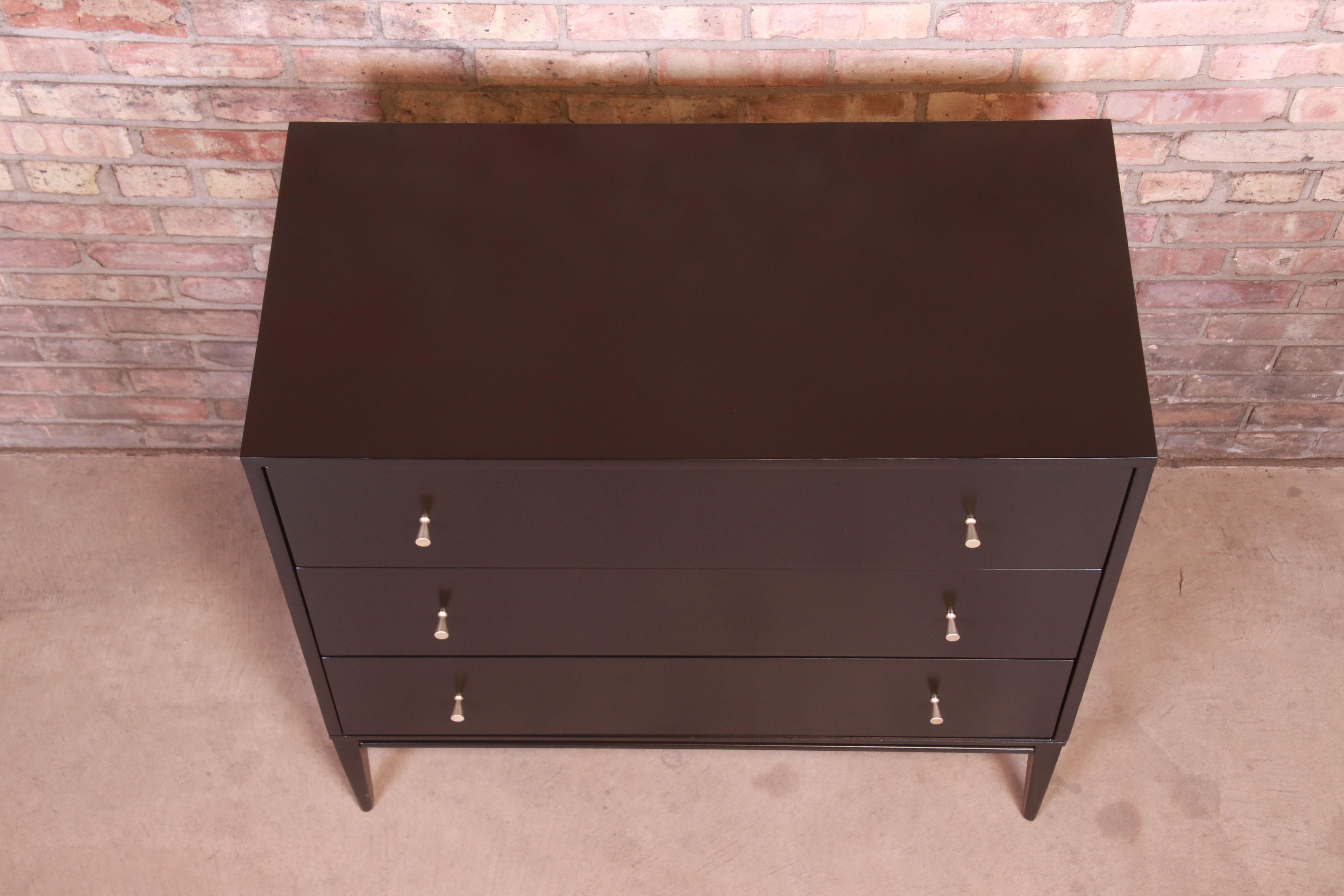 Paul McCobb Planner Group Black Lacquered Bachelor Chest, Newly Refinished 6