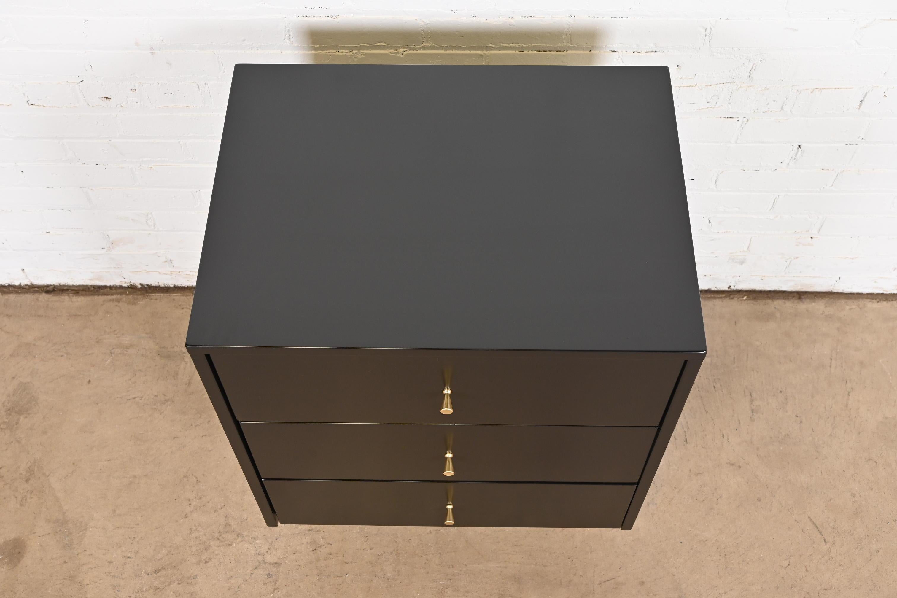 Paul McCobb Planner Group Black Lacquered Bachelor Chest, Newly Refinished For Sale 6