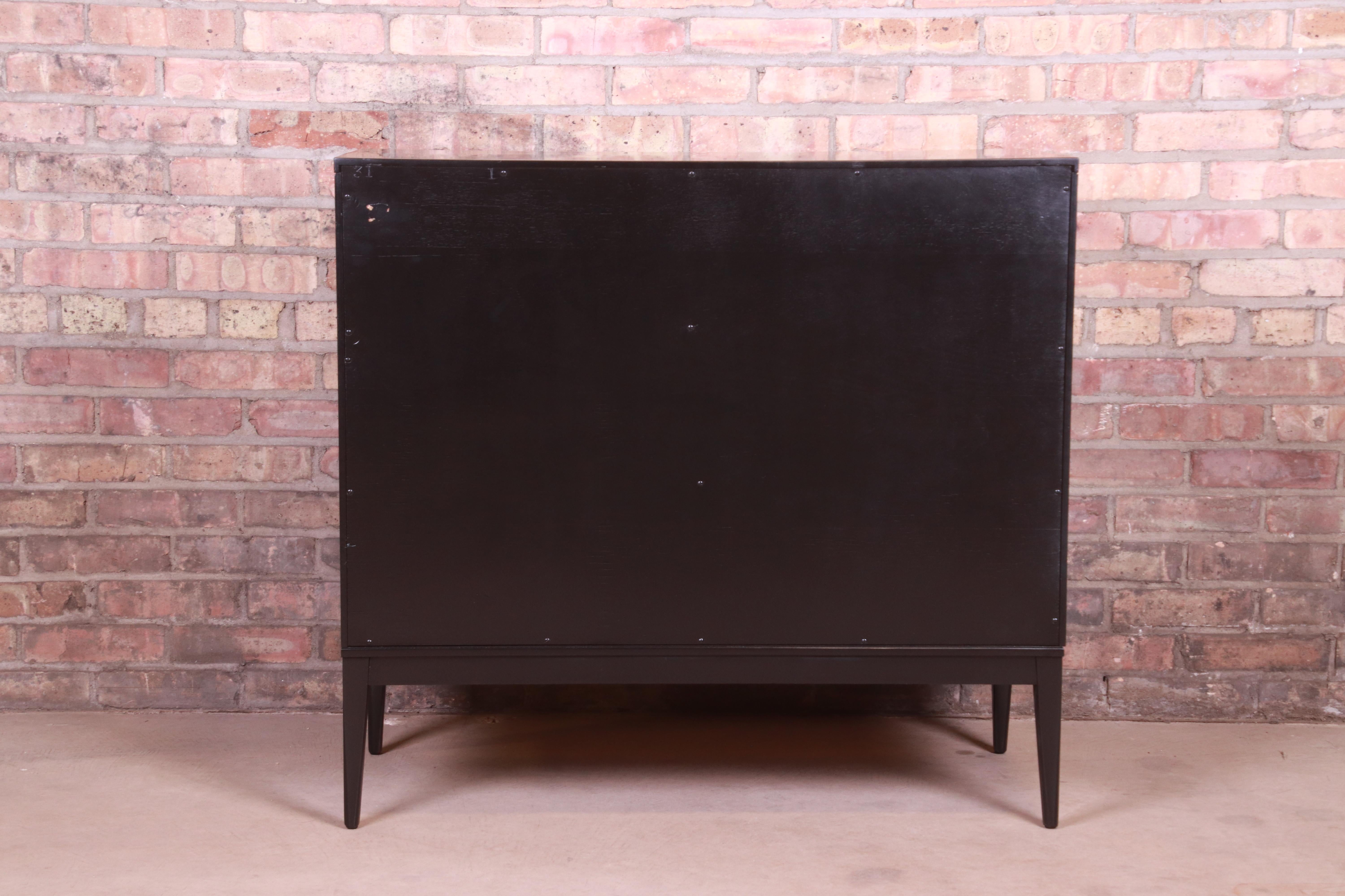 Paul McCobb Planner Group Black Lacquered Bachelor Chest, Newly Refinished 9