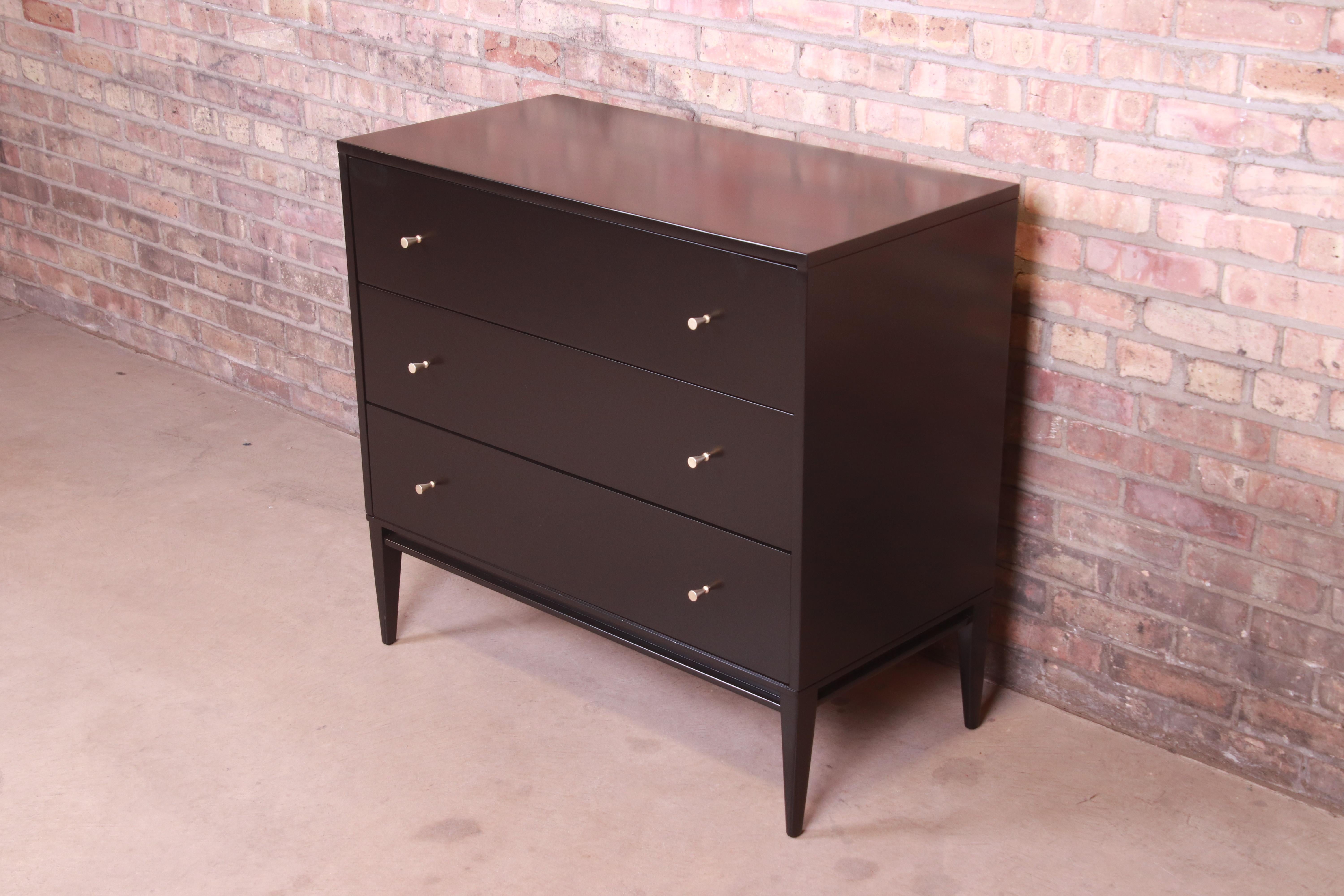 American Paul McCobb Planner Group Black Lacquered Bachelor Chest, Newly Refinished