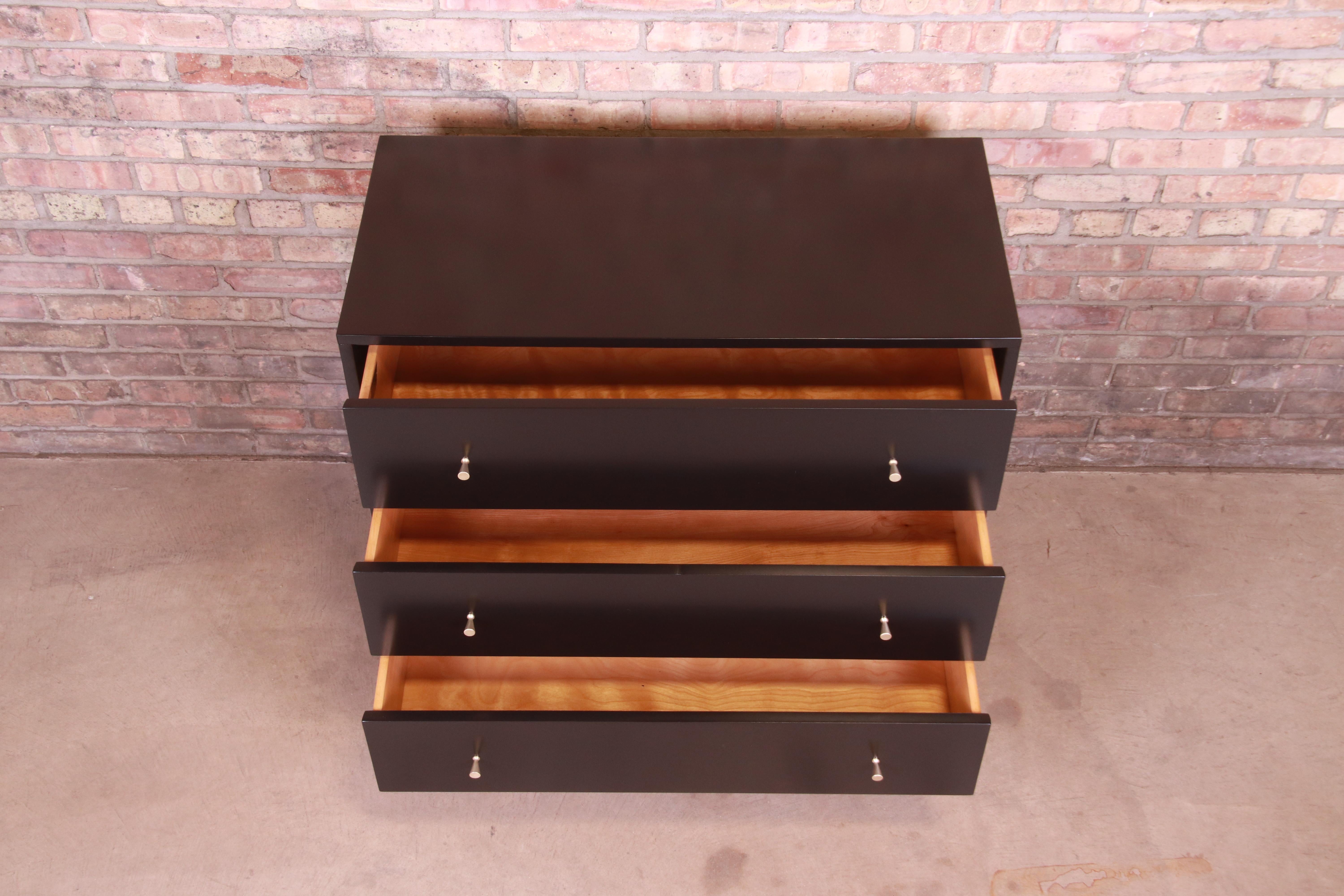 Paul McCobb Planner Group Black Lacquered Bachelor Chest, Newly Refinished 2
