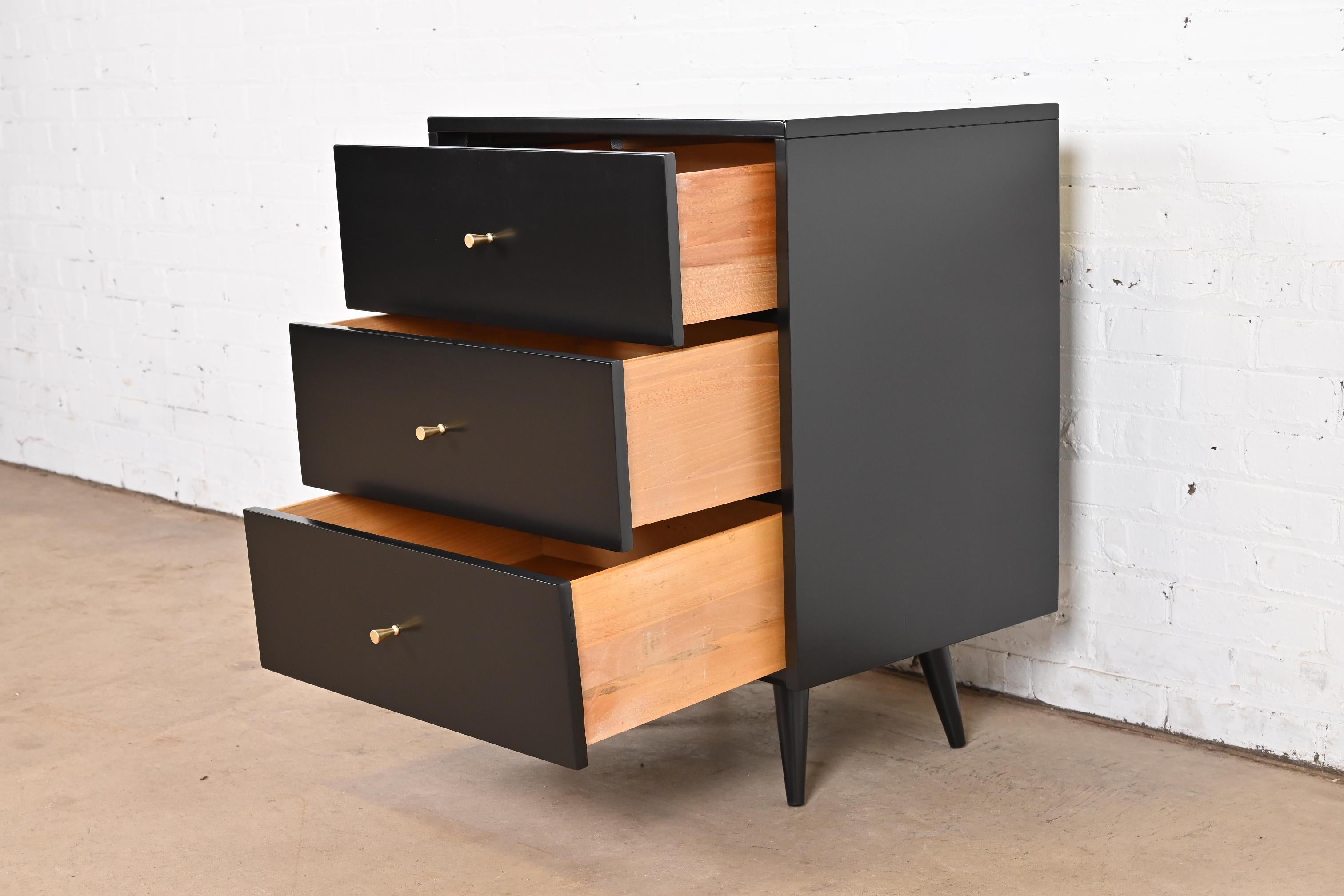 Paul McCobb Planner Group Black Lacquered Bachelor Chest, Newly Refinished For Sale 2
