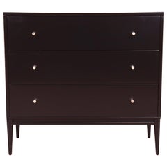 Paul McCobb Planner Group Black Lacquered Bachelor Chest, Newly Refinished