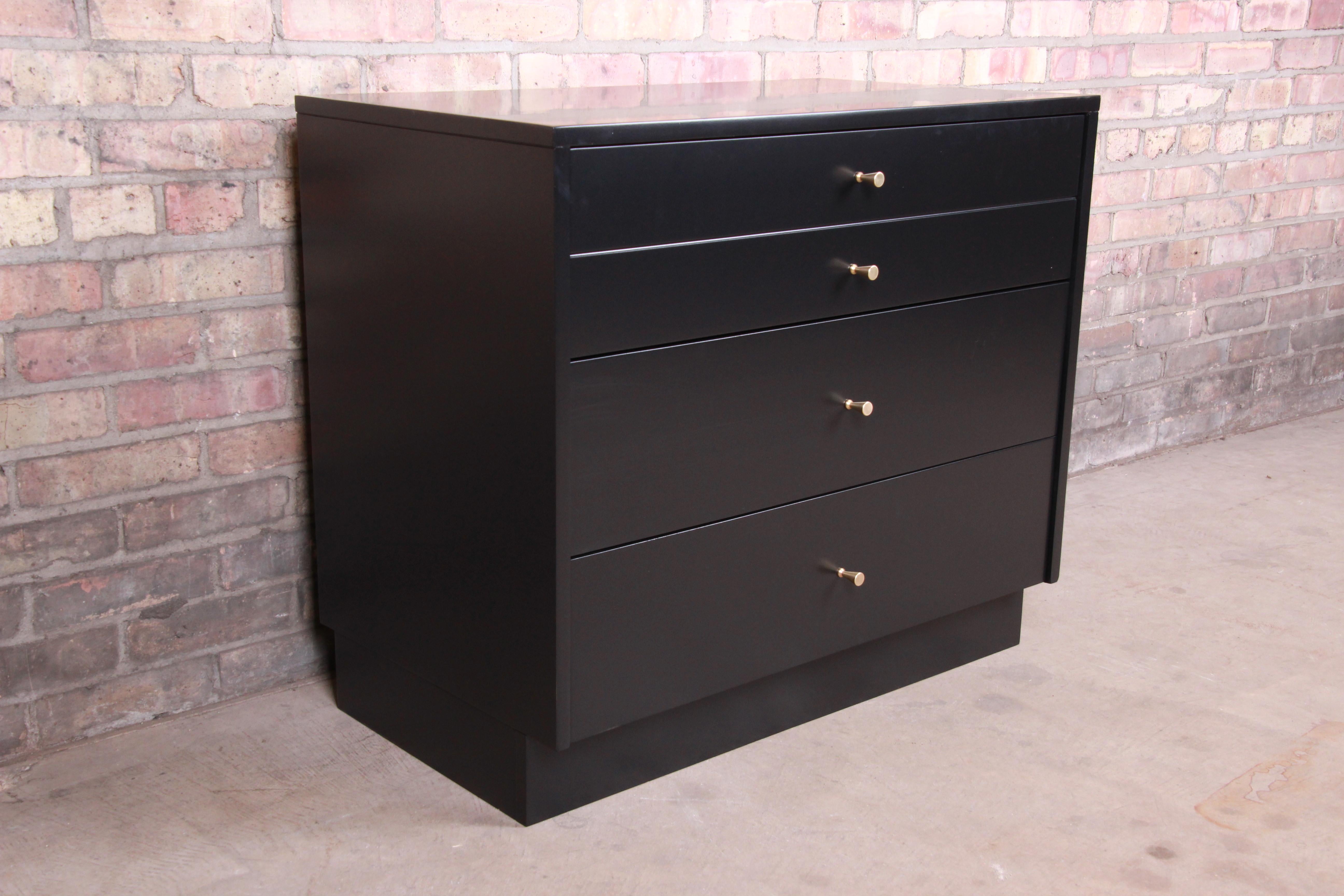 Mid-Century Modern Paul McCobb Planner Group Black Lacquered Bachelor Chest, Newly Restored