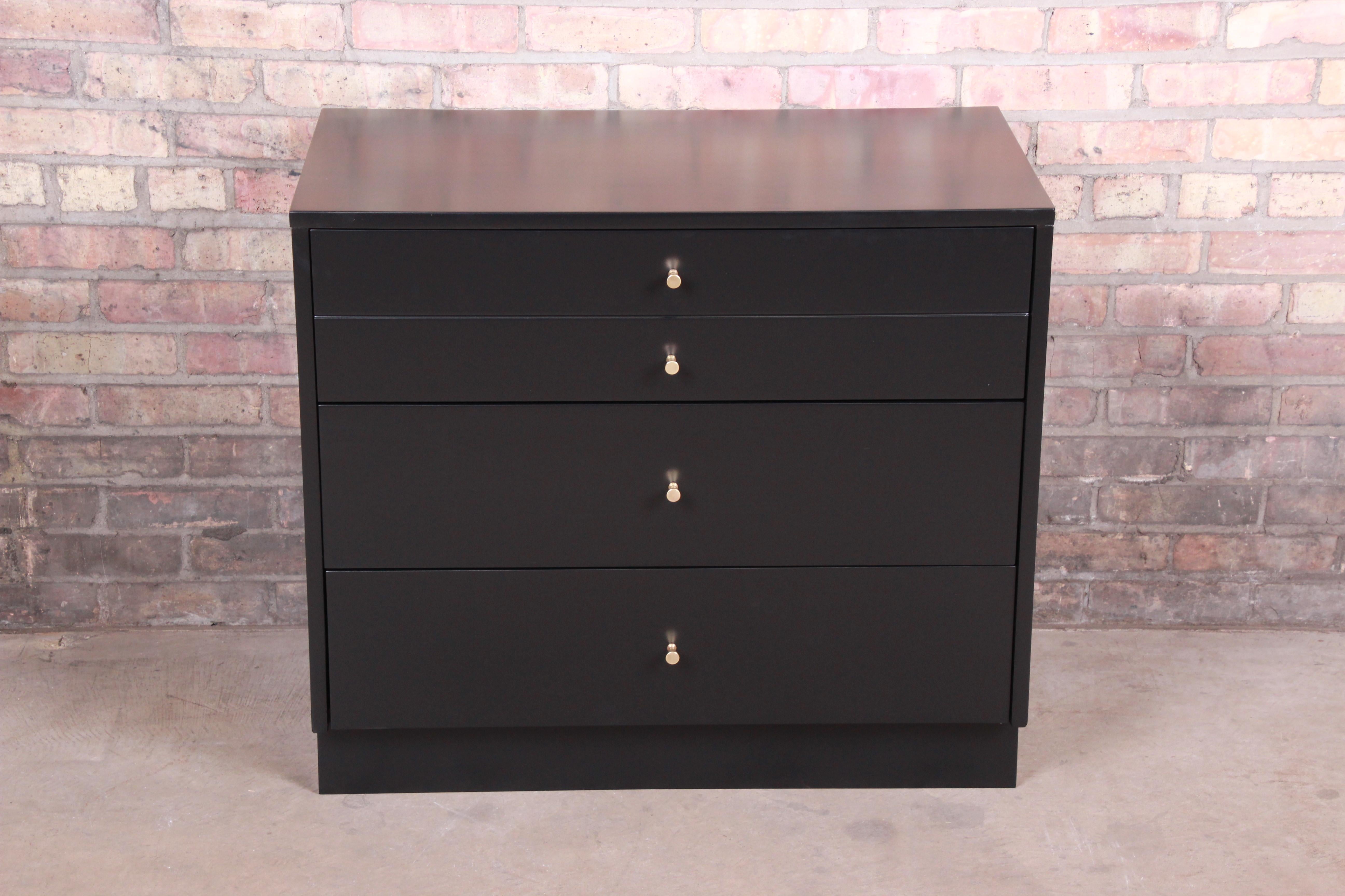 American Paul McCobb Planner Group Black Lacquered Bachelor Chest, Newly Restored
