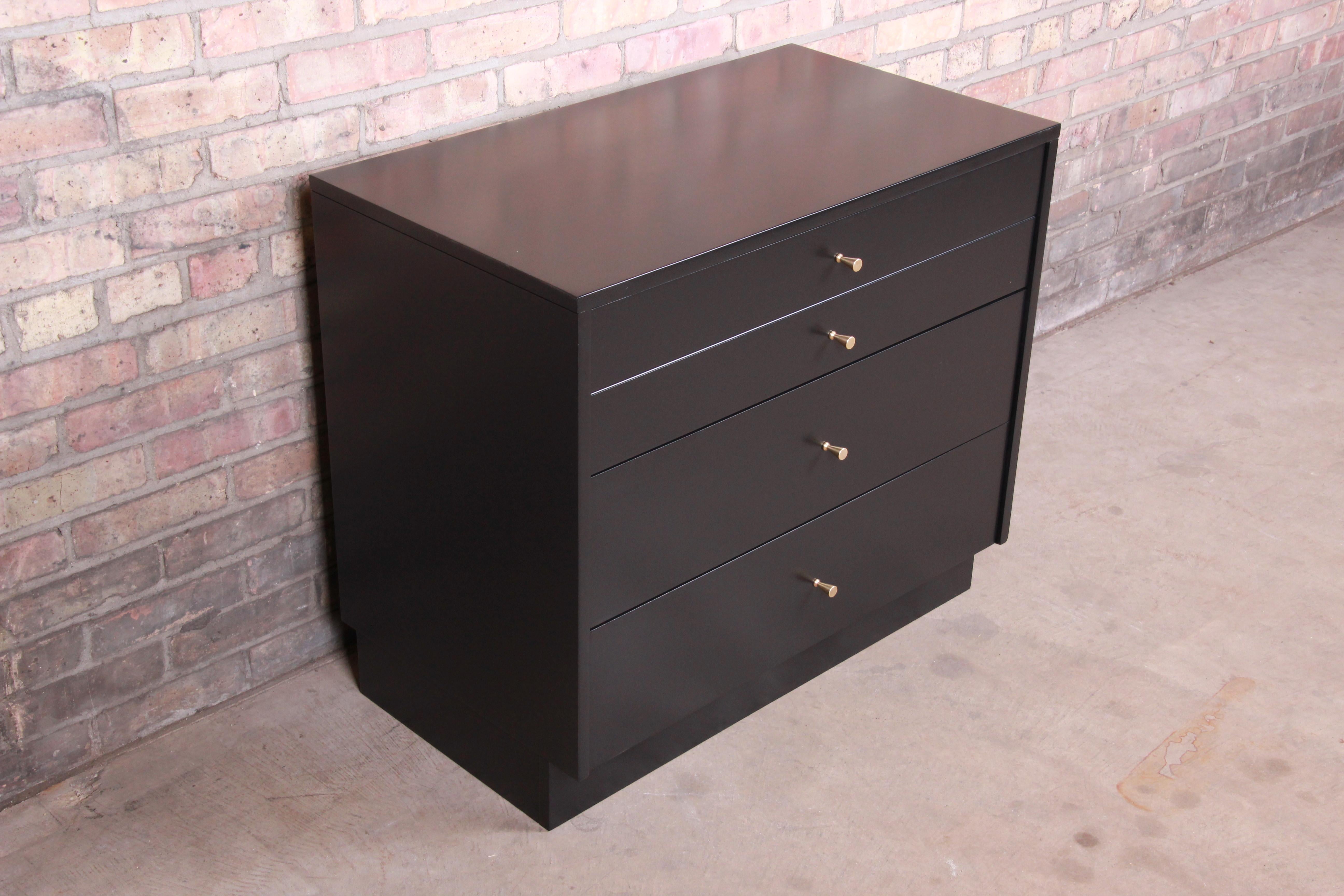 Mid-20th Century Paul McCobb Planner Group Black Lacquered Bachelor Chest, Newly Restored