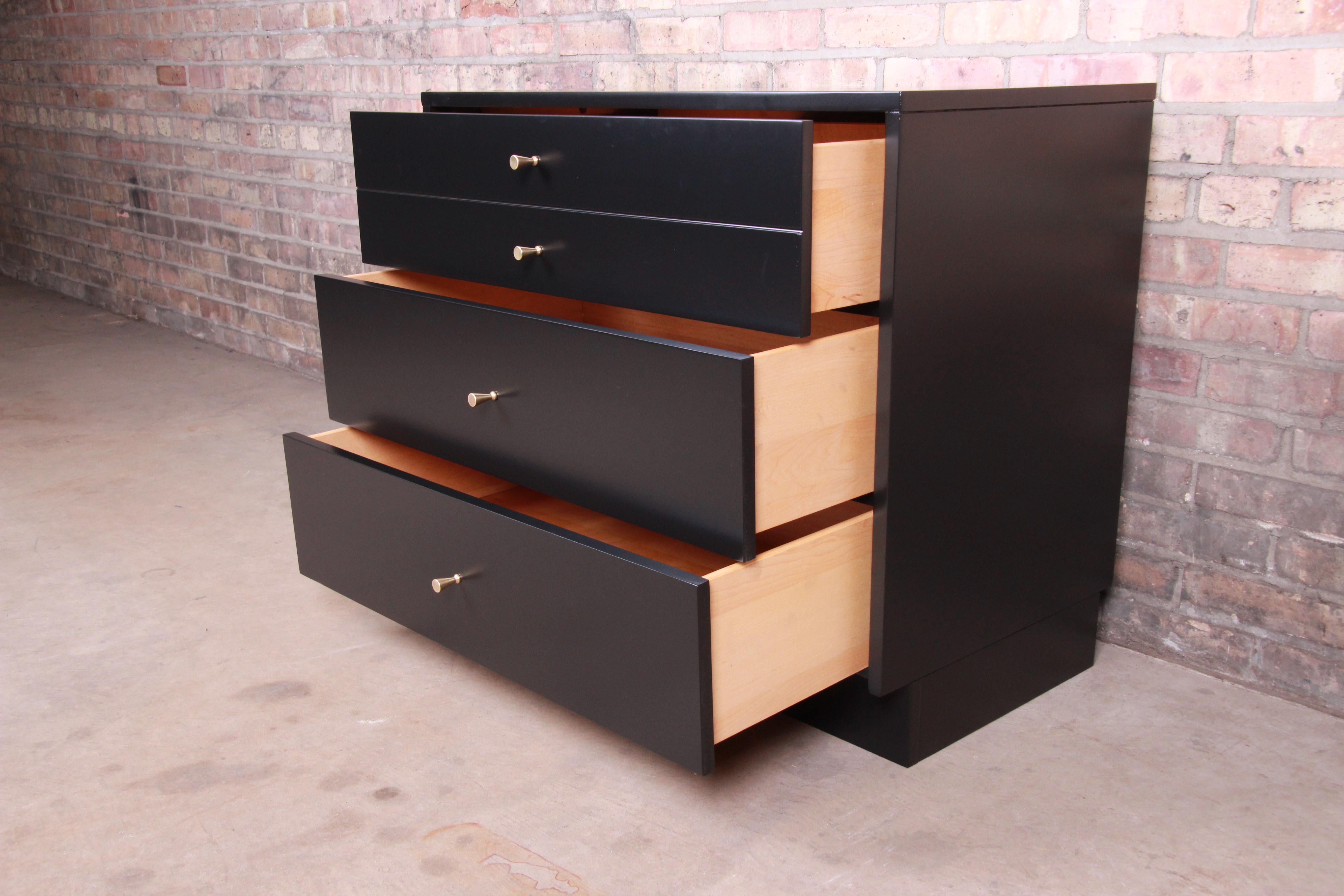 Paul McCobb Planner Group Black Lacquered Bachelor Chest, Newly Restored 2