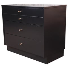 Paul McCobb Planner Group Black Lacquered Bachelor Chest, Newly Restored