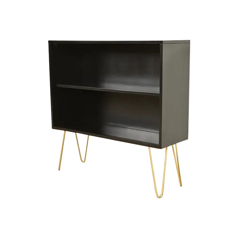 Paul McCobb Planner Group Black Lacquered Bookcase, Newly Refinished For Sale
