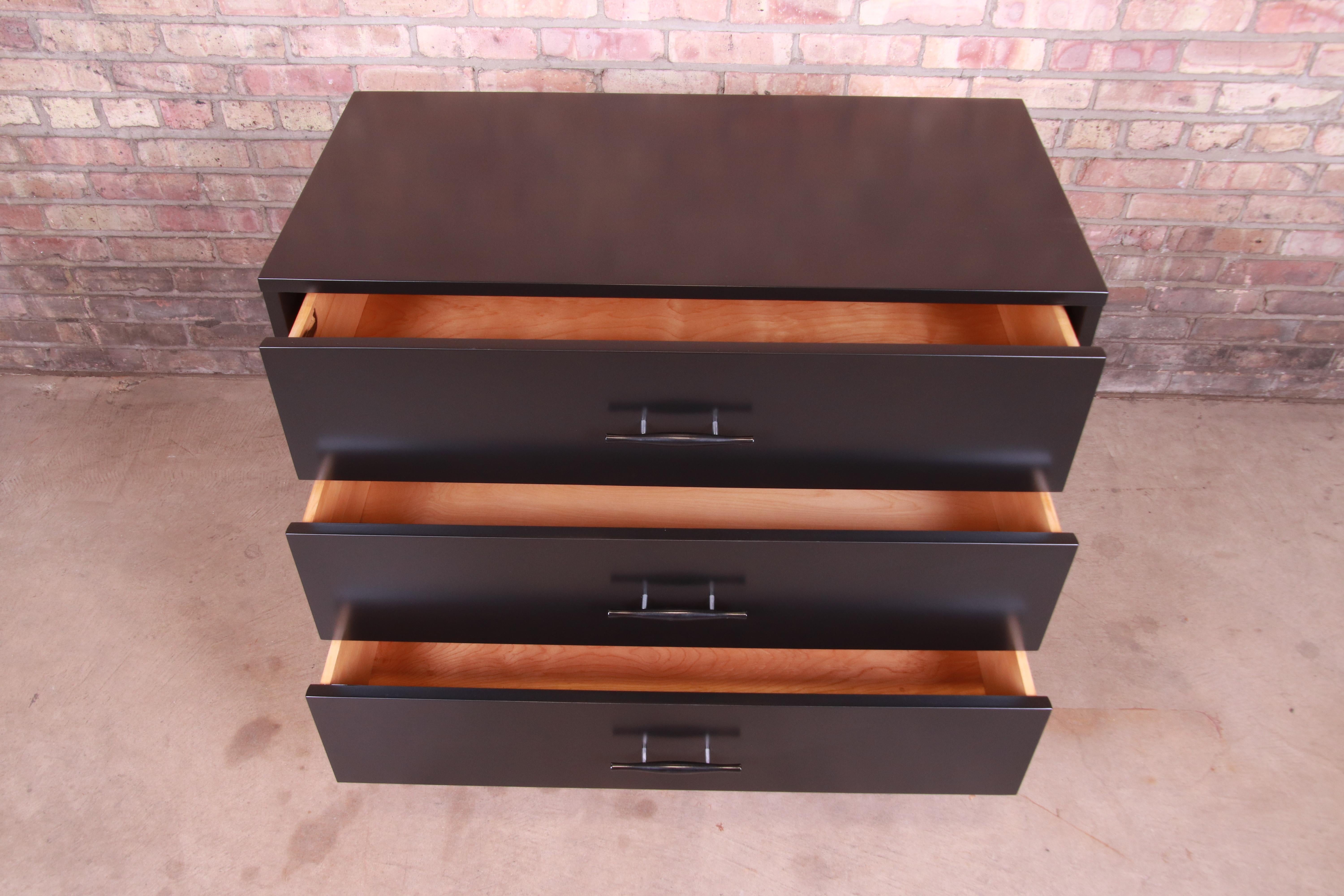 Mid-20th Century Paul McCobb Planner Group Black Lacquered Chest of Drawers, Newly Refinished