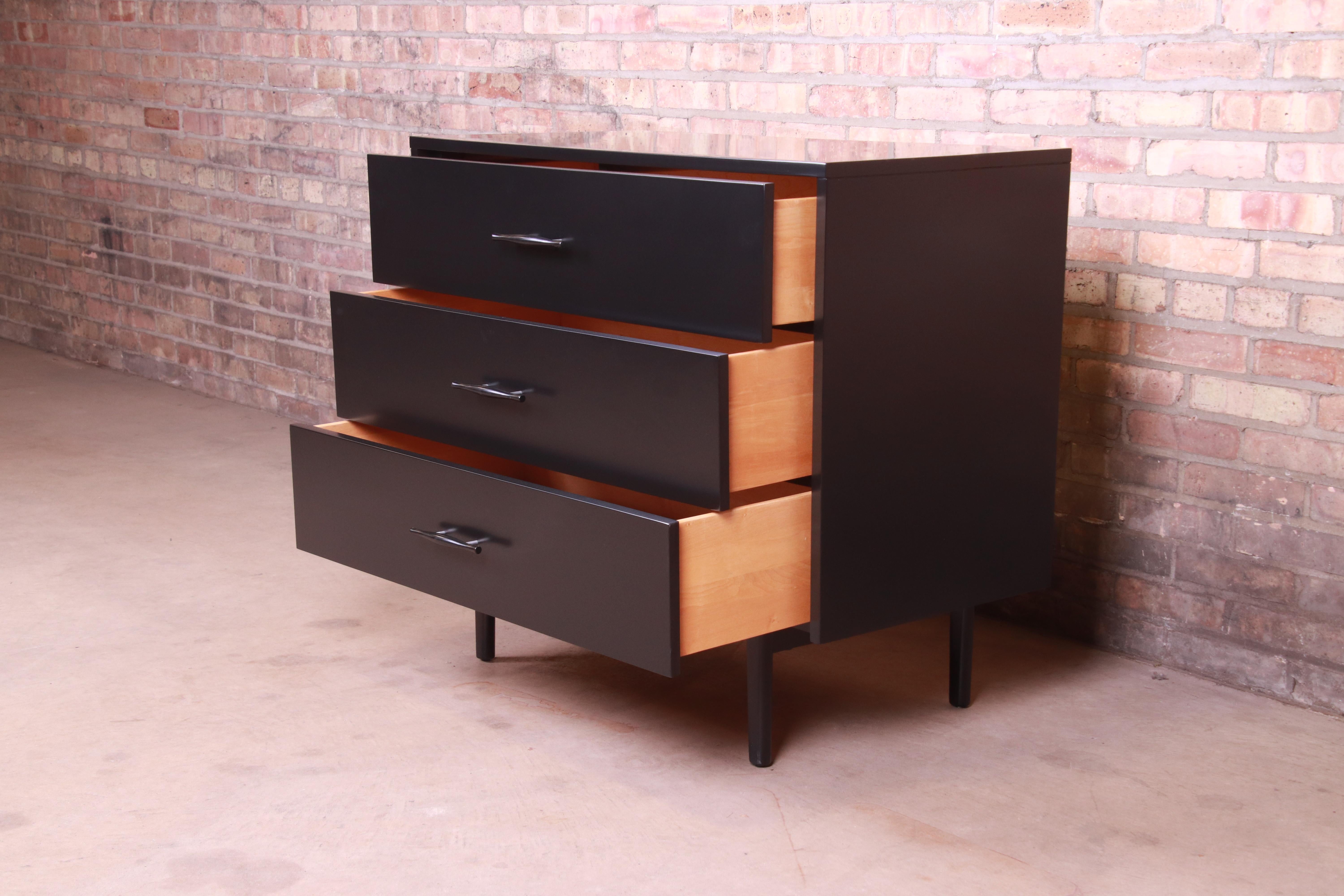 Paul McCobb Planner Group Black Lacquered Chest of Drawers, Newly Refinished 1