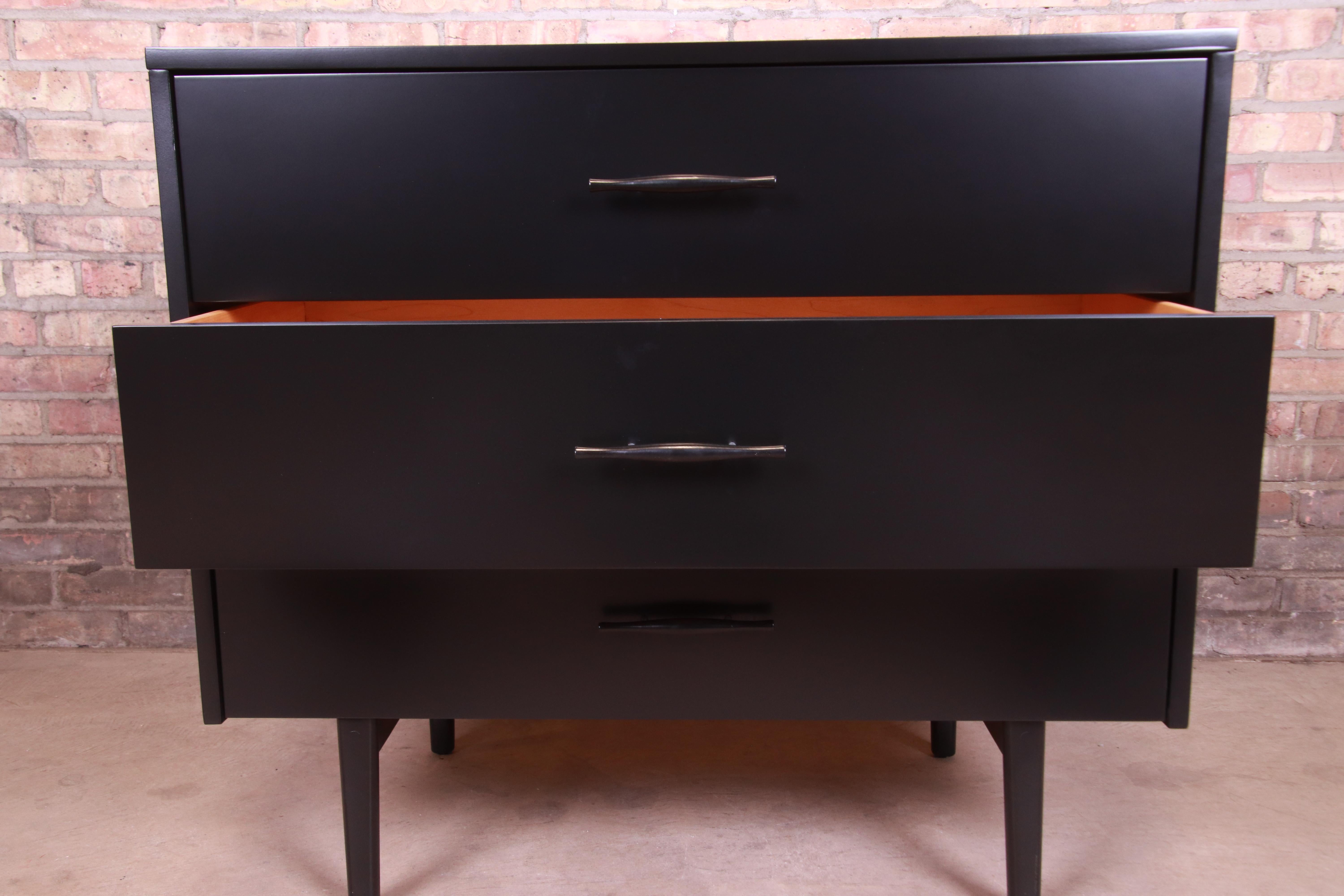 Paul McCobb Planner Group Black Lacquered Chest of Drawers, Newly Refinished 2