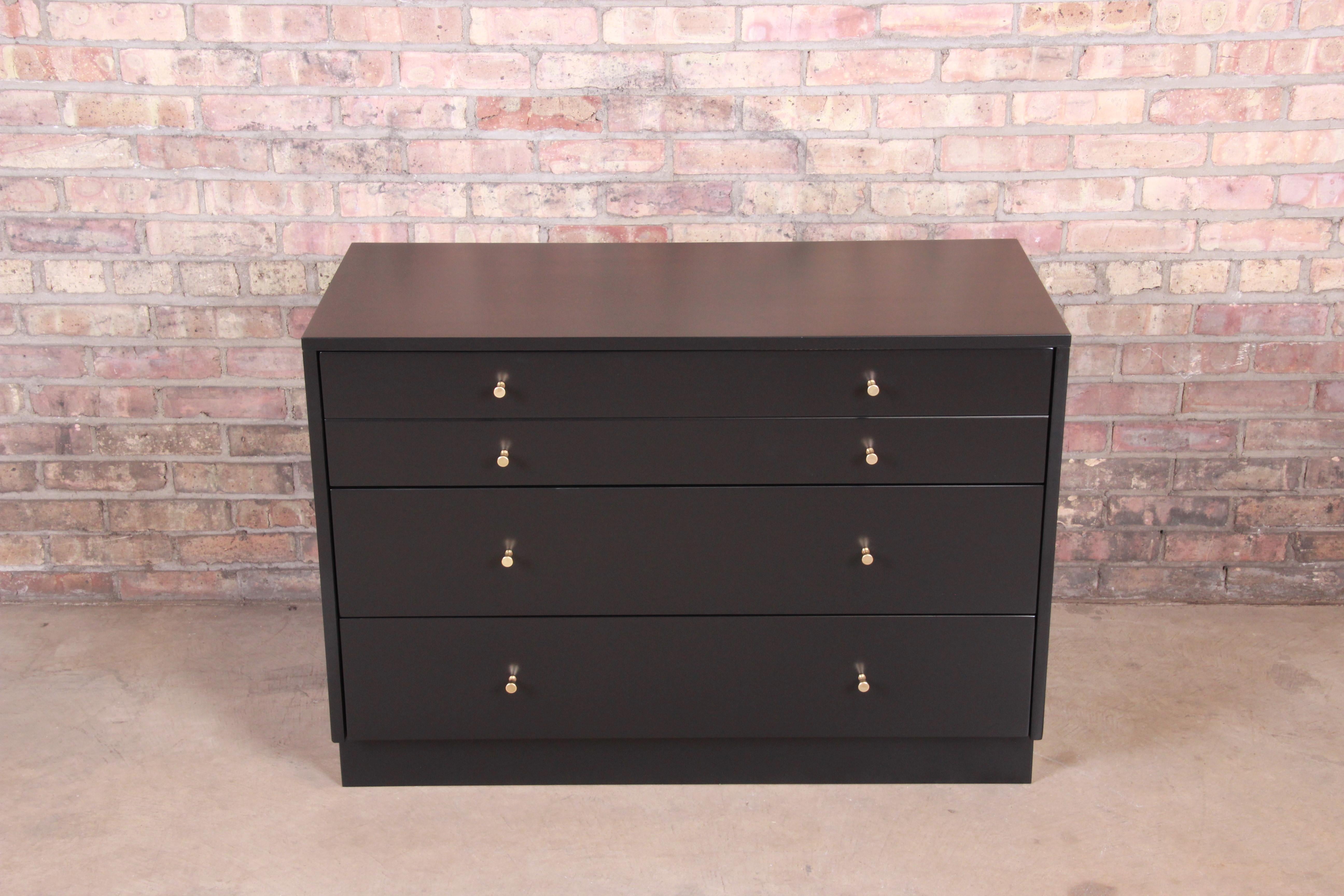 Mid-Century Modern Paul McCobb Planner Group Black Lacquered Chest of Drawers, Newly Restored