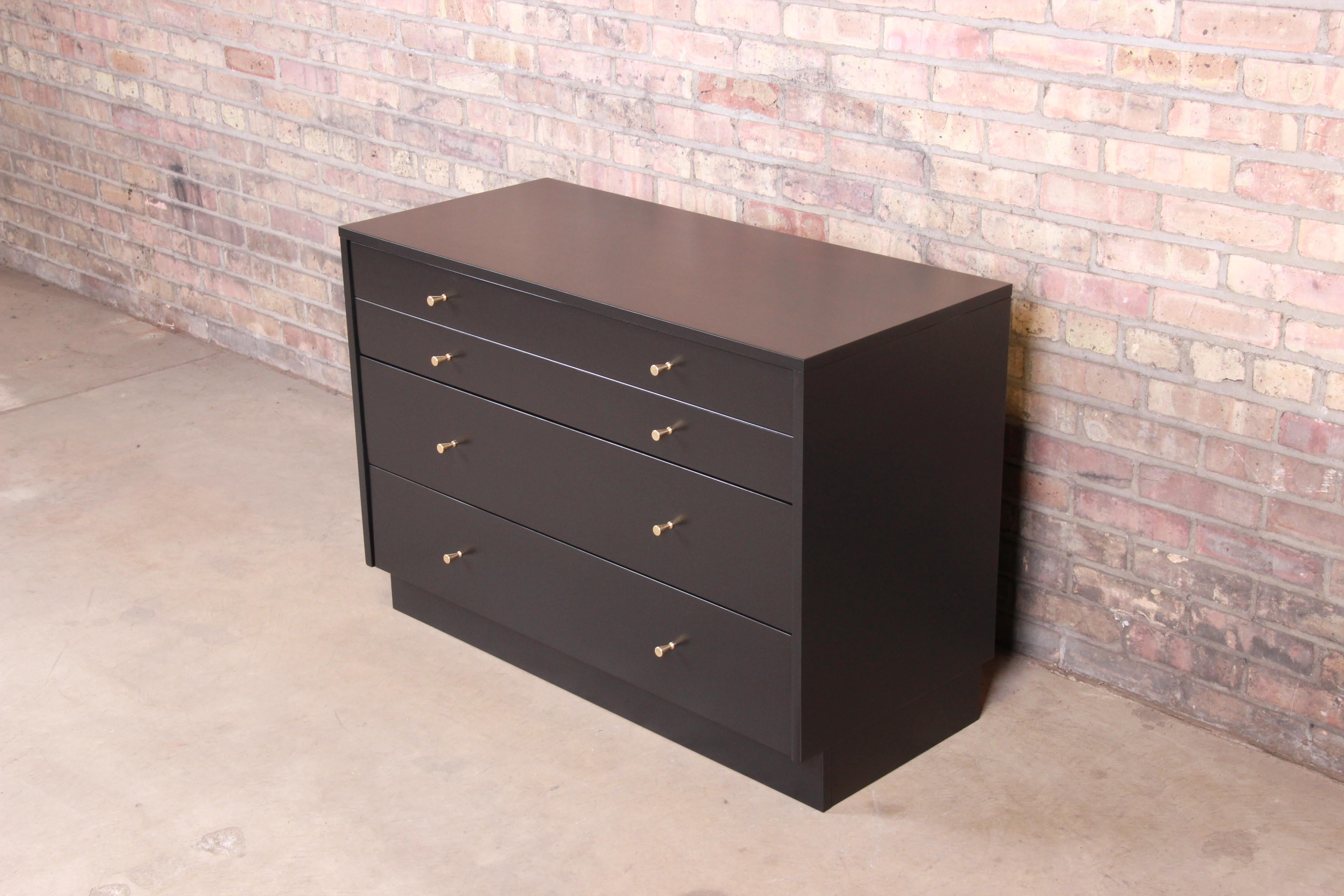 American Paul McCobb Planner Group Black Lacquered Chest of Drawers, Newly Restored