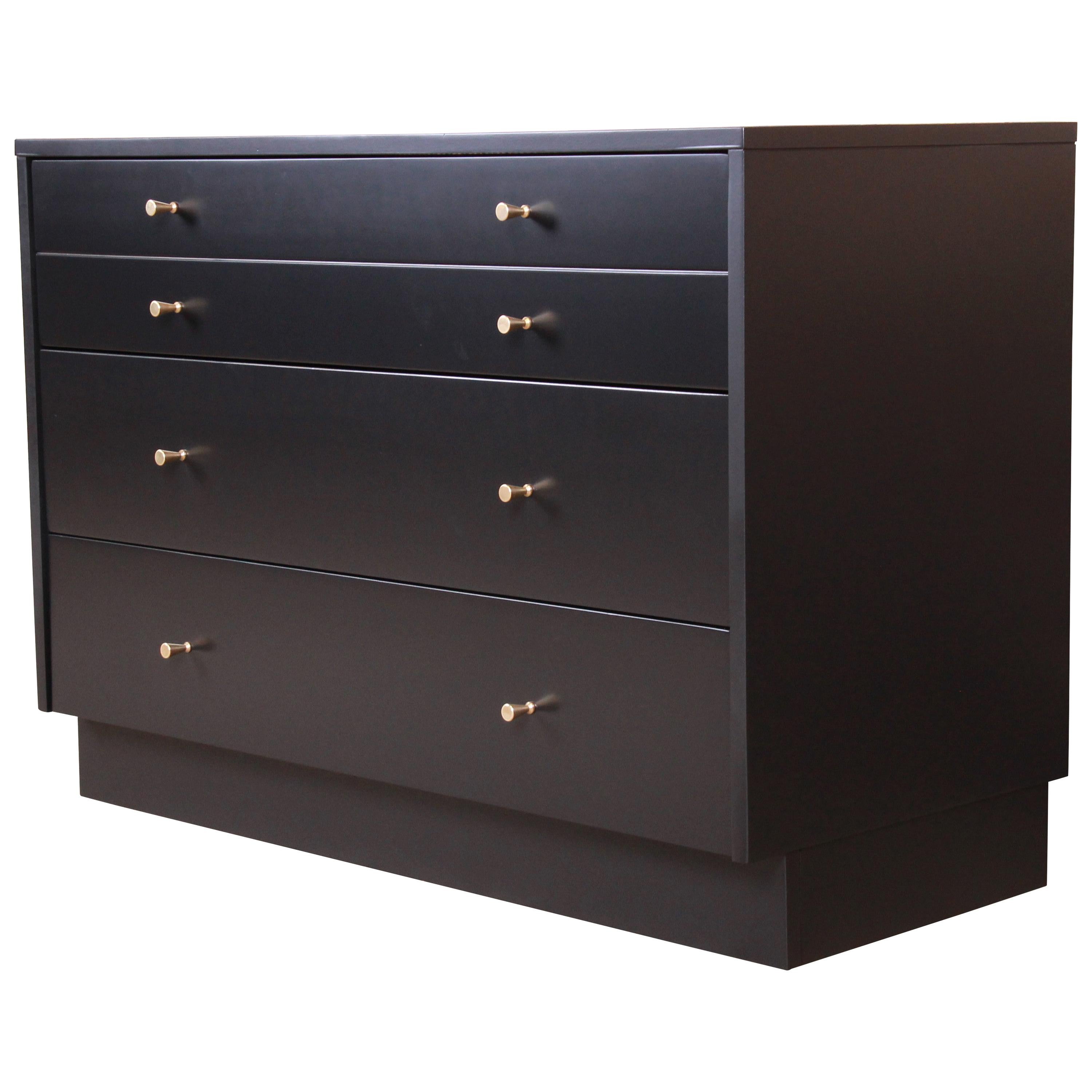 Paul McCobb Planner Group Black Lacquered Chest of Drawers, Newly Restored