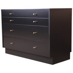 Paul McCobb Planner Group Black Lacquered Chest of Drawers, Newly Restored