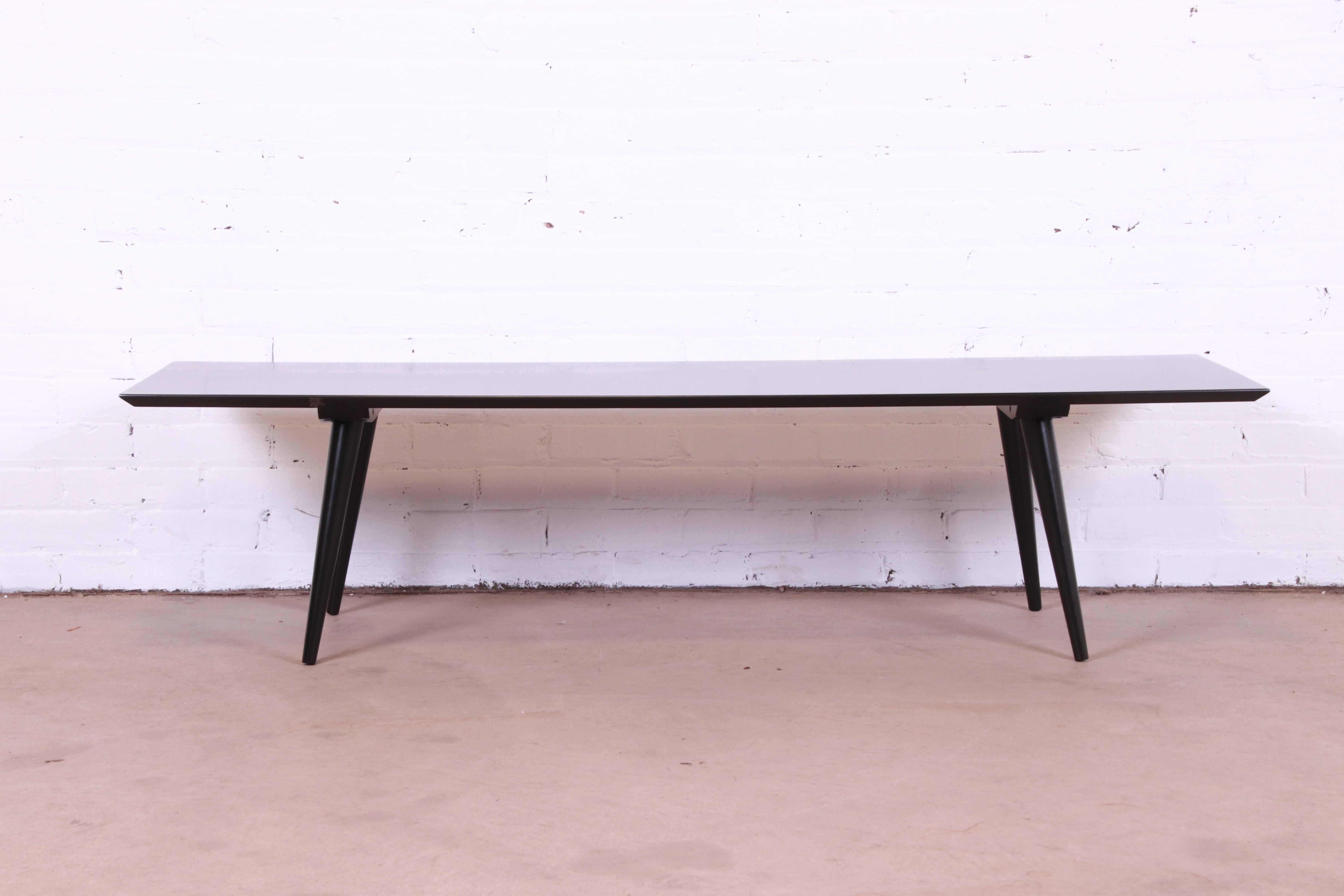 Mid-Century Modern Paul McCobb Planner Group Black Lacquered Coffee Table or Bench, Refinished