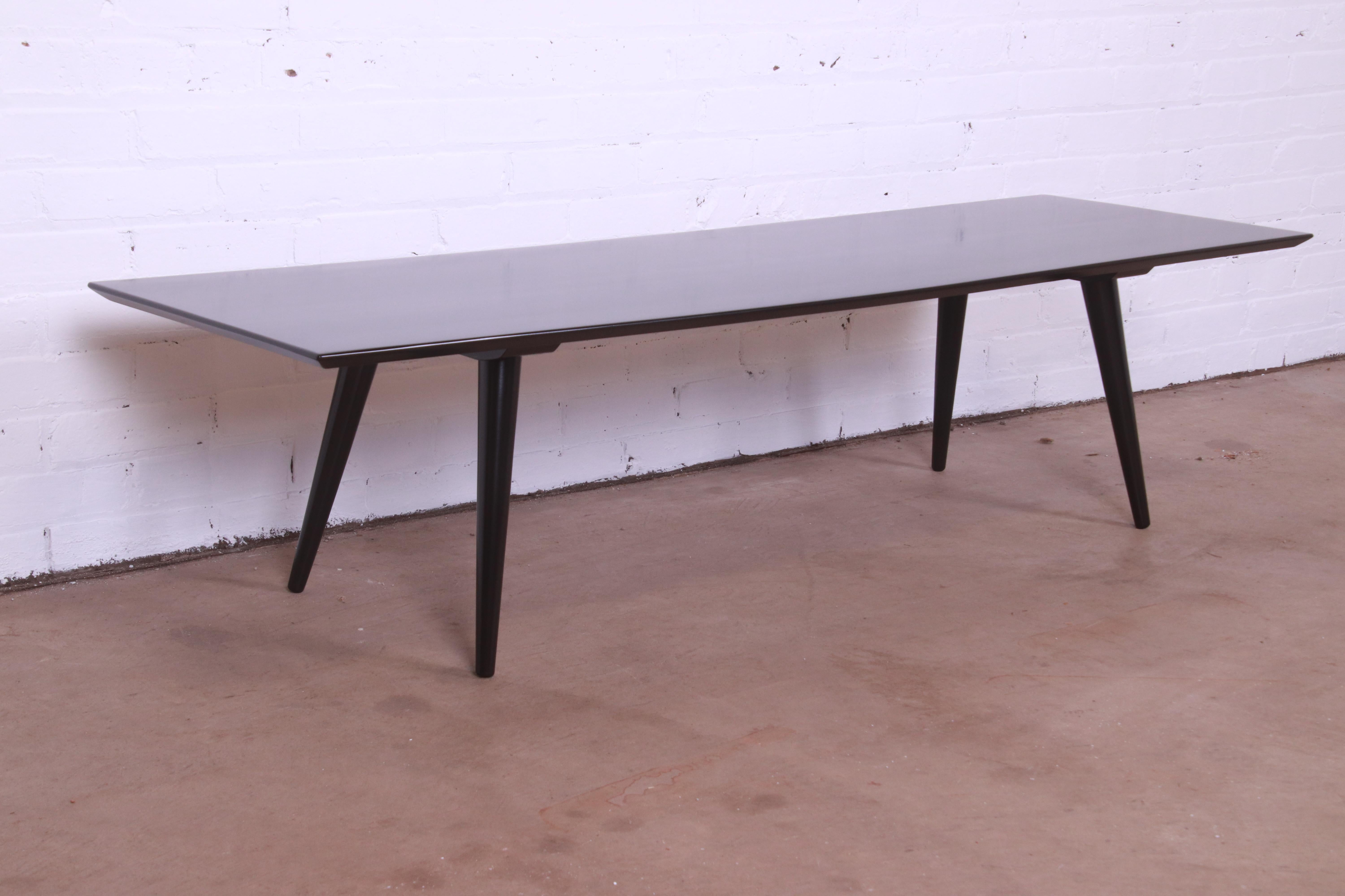 American Paul McCobb Planner Group Black Lacquered Coffee Table or Bench, Refinished For Sale