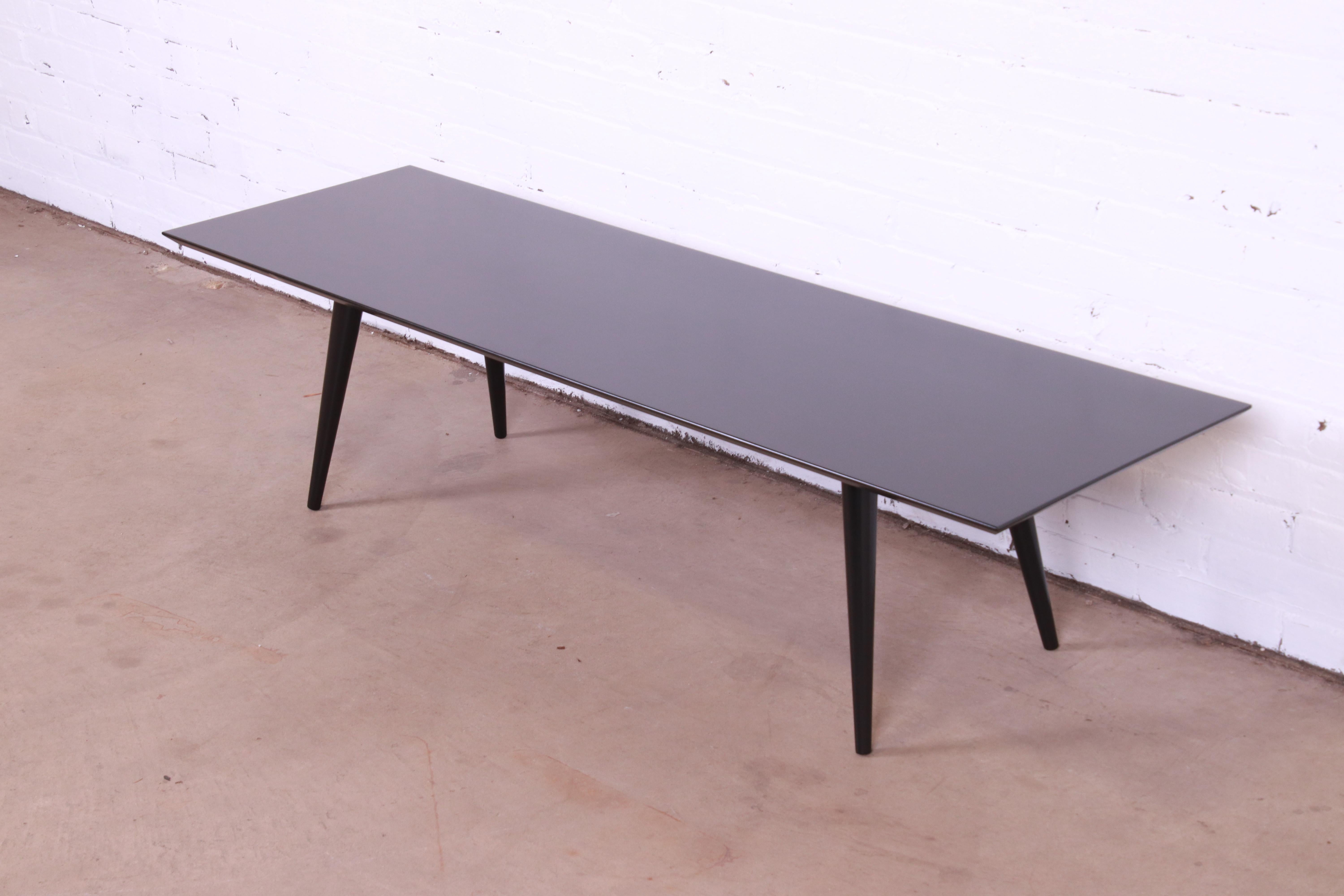 American Paul McCobb Planner Group Black Lacquered Coffee Table or Bench, Refinished