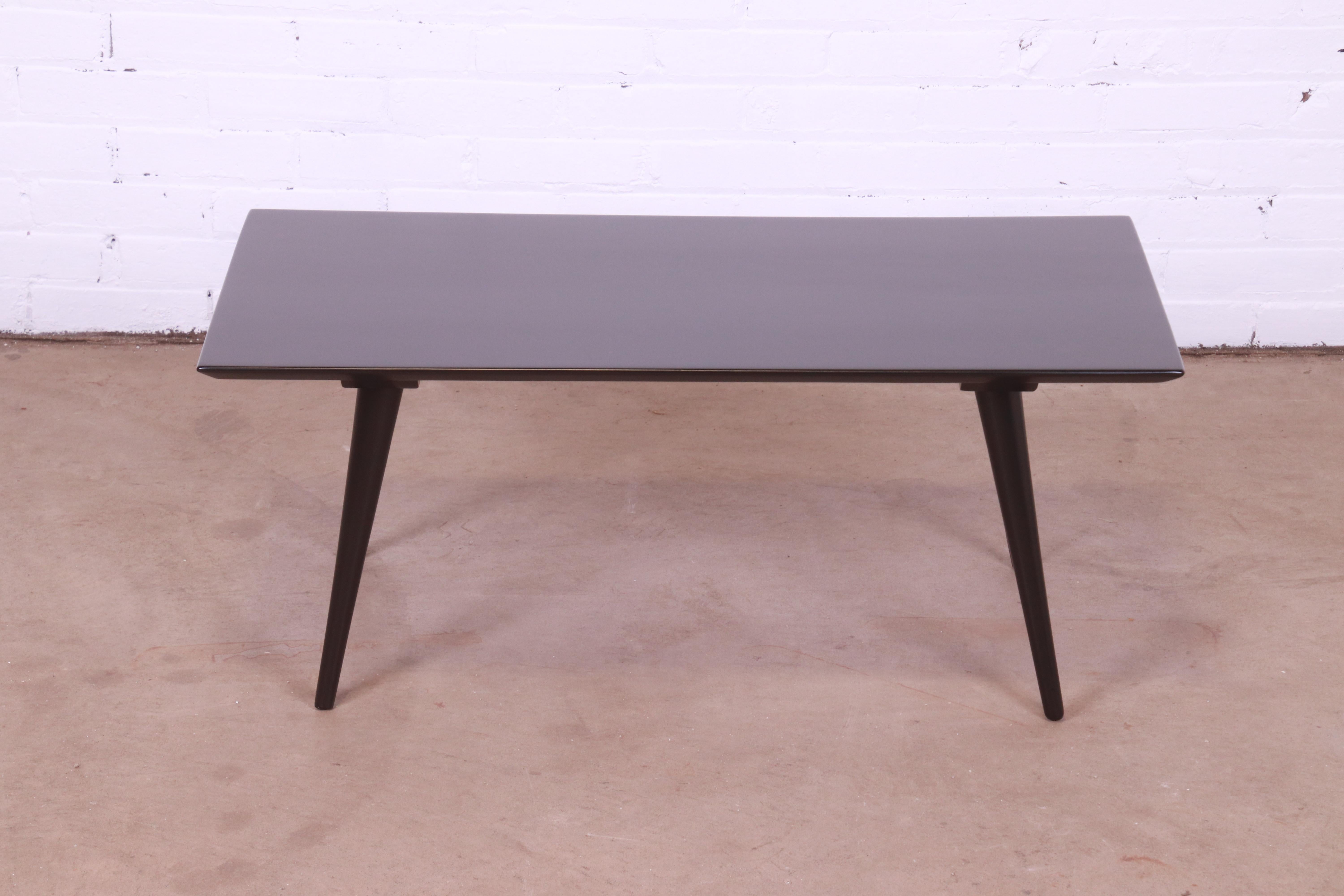 Mid-20th Century Paul McCobb Planner Group Black Lacquered Coffee Table or Bench, Refinished