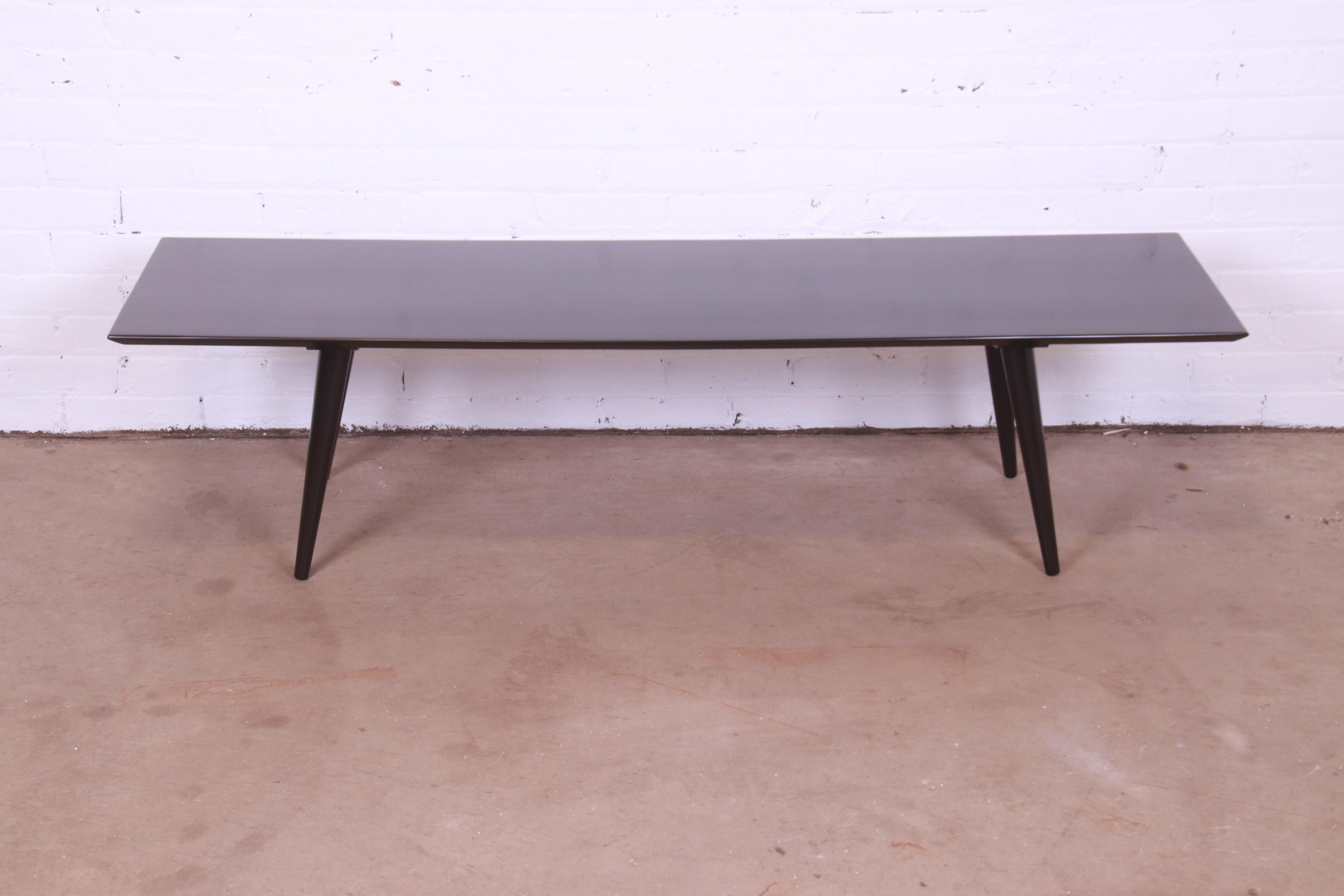 Birch Paul McCobb Planner Group Black Lacquered Coffee Table or Bench, Refinished For Sale