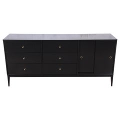 Paul McCobb Planner Group Black Lacquered Credenza or Long Dresser, Restored