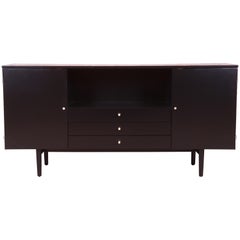 Paul McCobb Planner Group Black Lacquered Credenza or Media Cabinet, Refinished