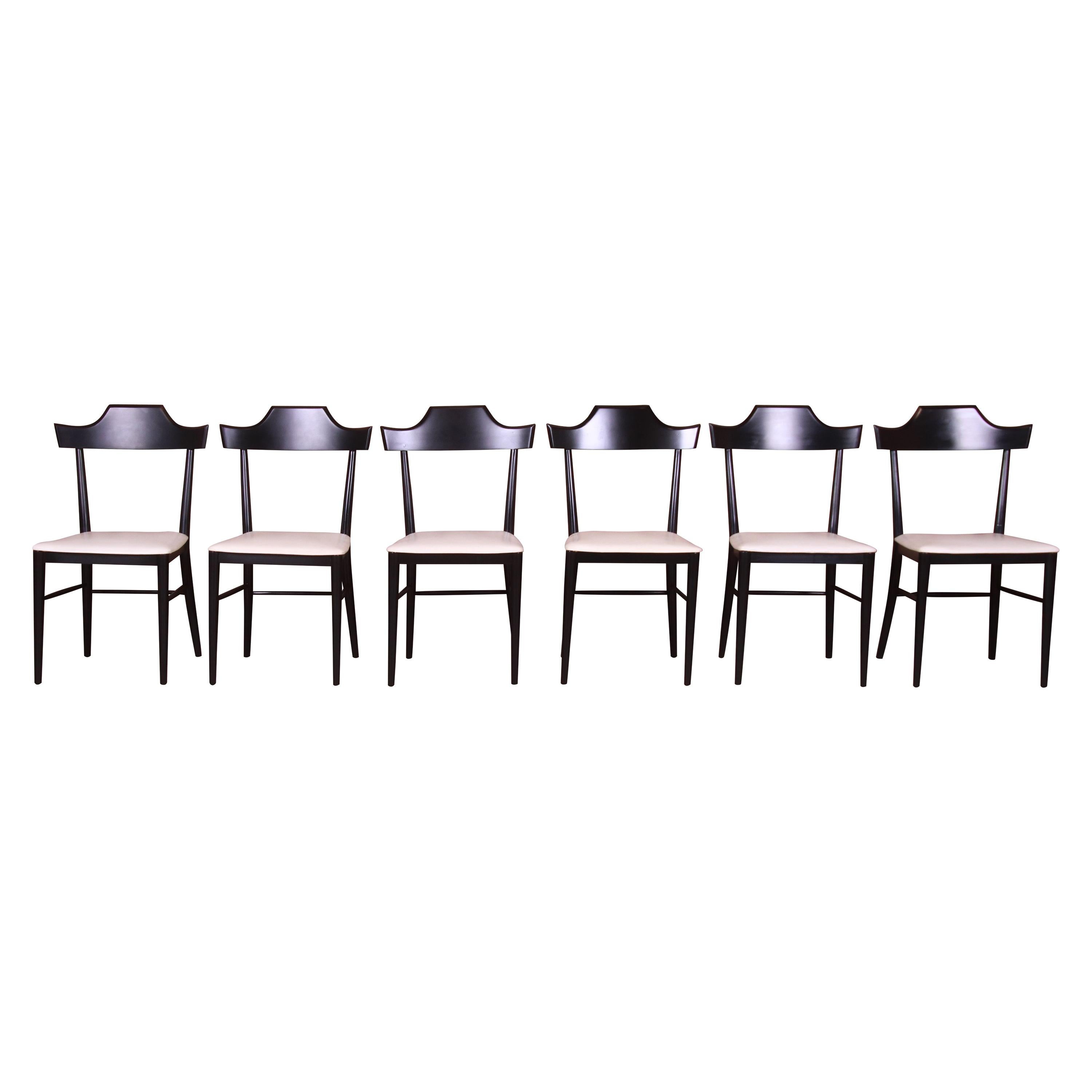 Paul McCobb Planner Group Black Lacquered Dining Chairs, Newly Refinished