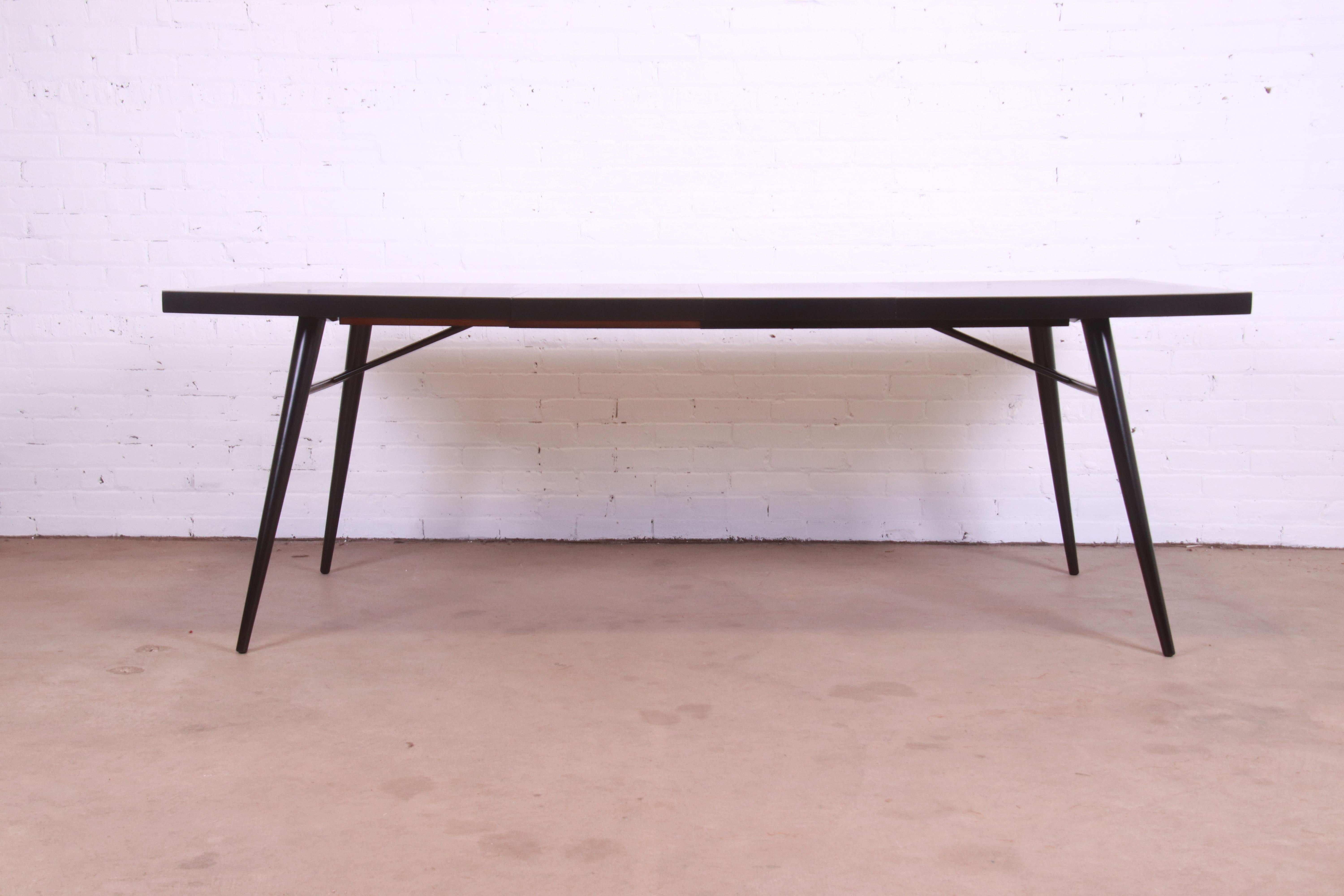 Mid-Century Modern Paul McCobb Planner Group Black Lacquered Dining Table, Newly Refinished