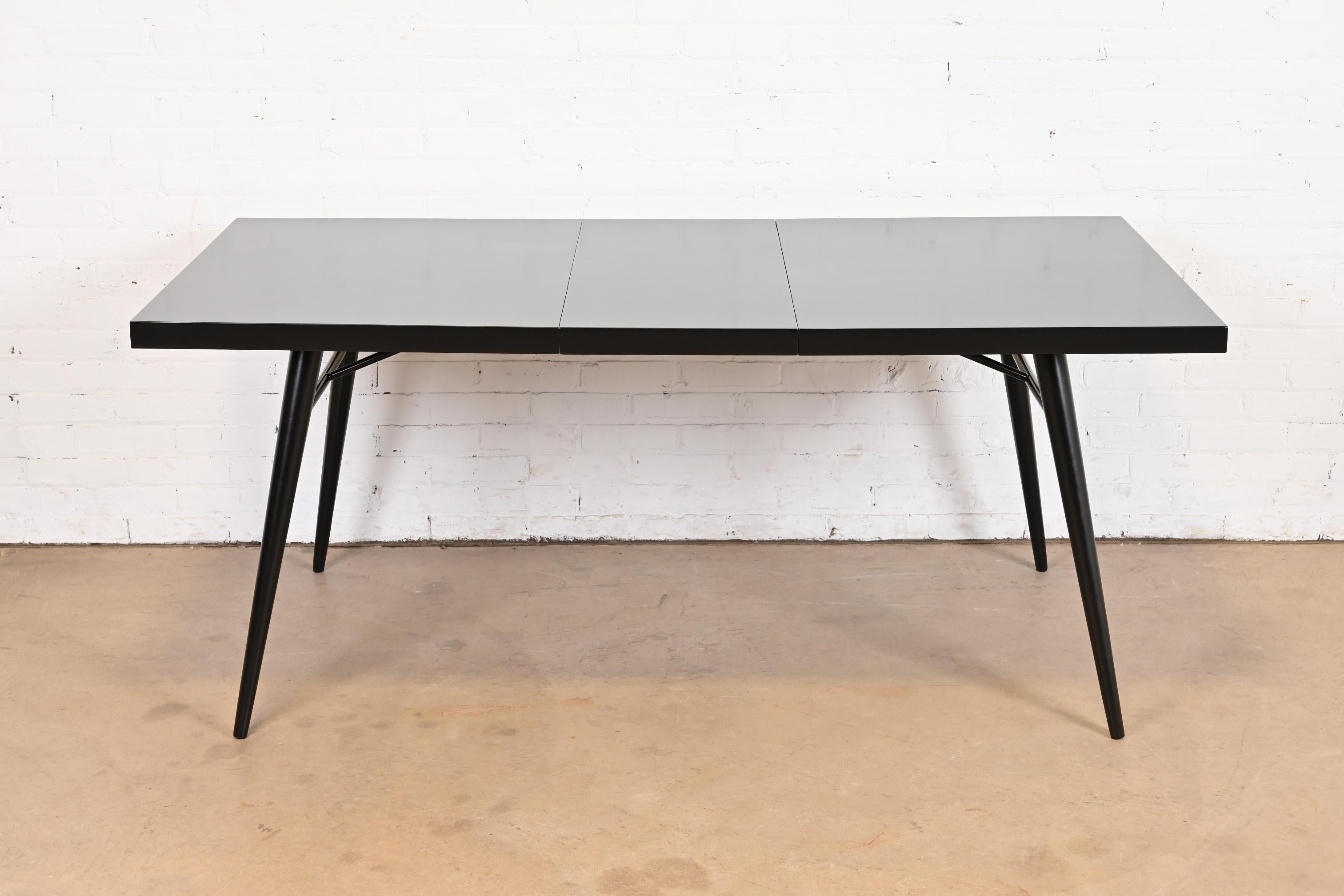 Mid-Century Modern Paul McCobb Planner Group Black Lacquered Dining Table, Newly Refinished For Sale
