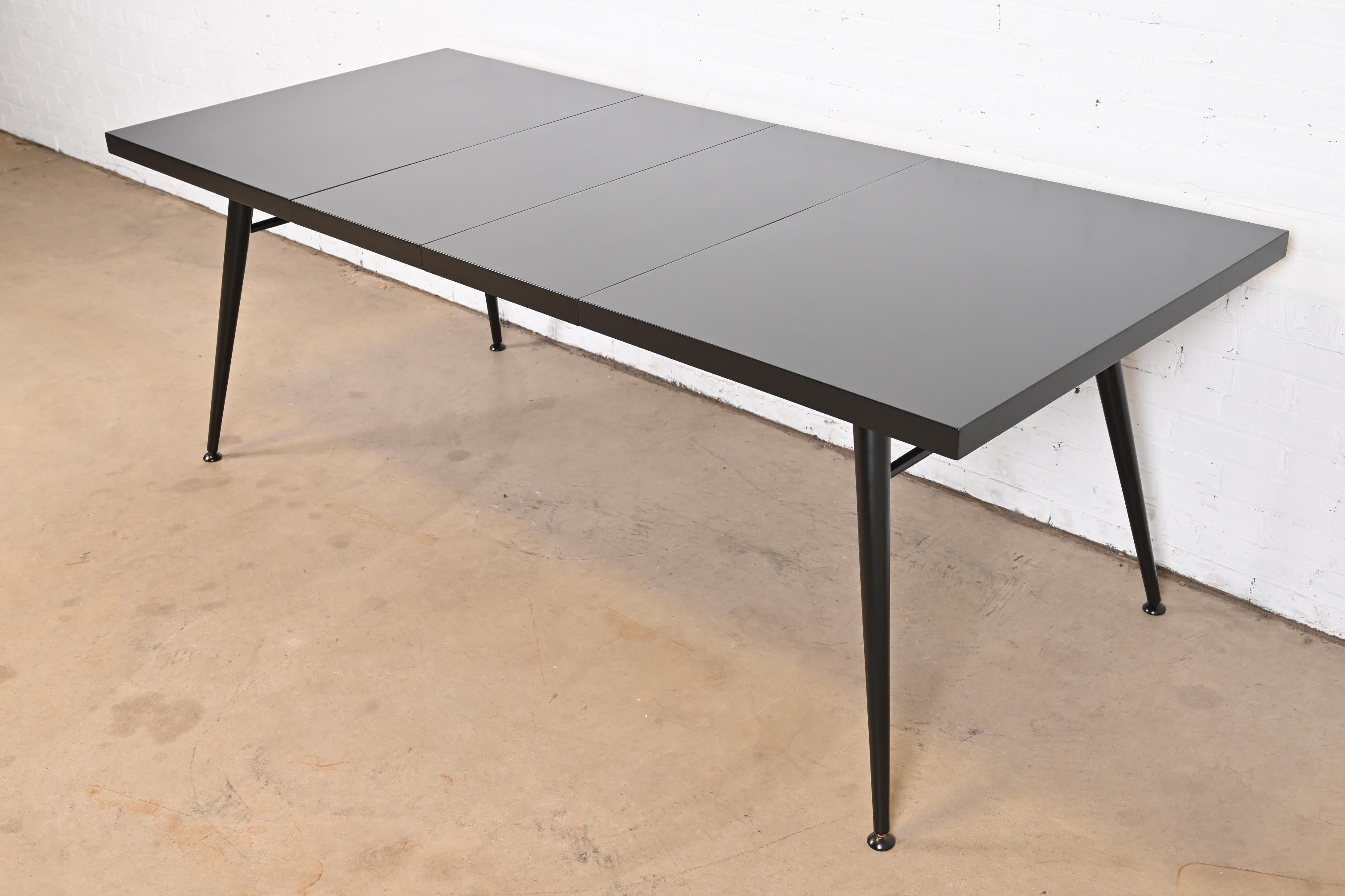 Paul McCobb Planner Group Black Lacquered Dining Table, Newly Refinished In Good Condition For Sale In South Bend, IN
